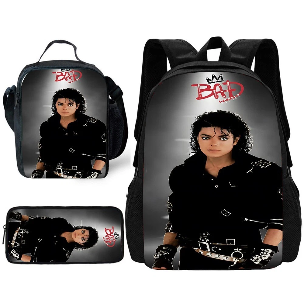 Michael Jackson Backpack Set with Insulated Lunch Bag and Pencil Case