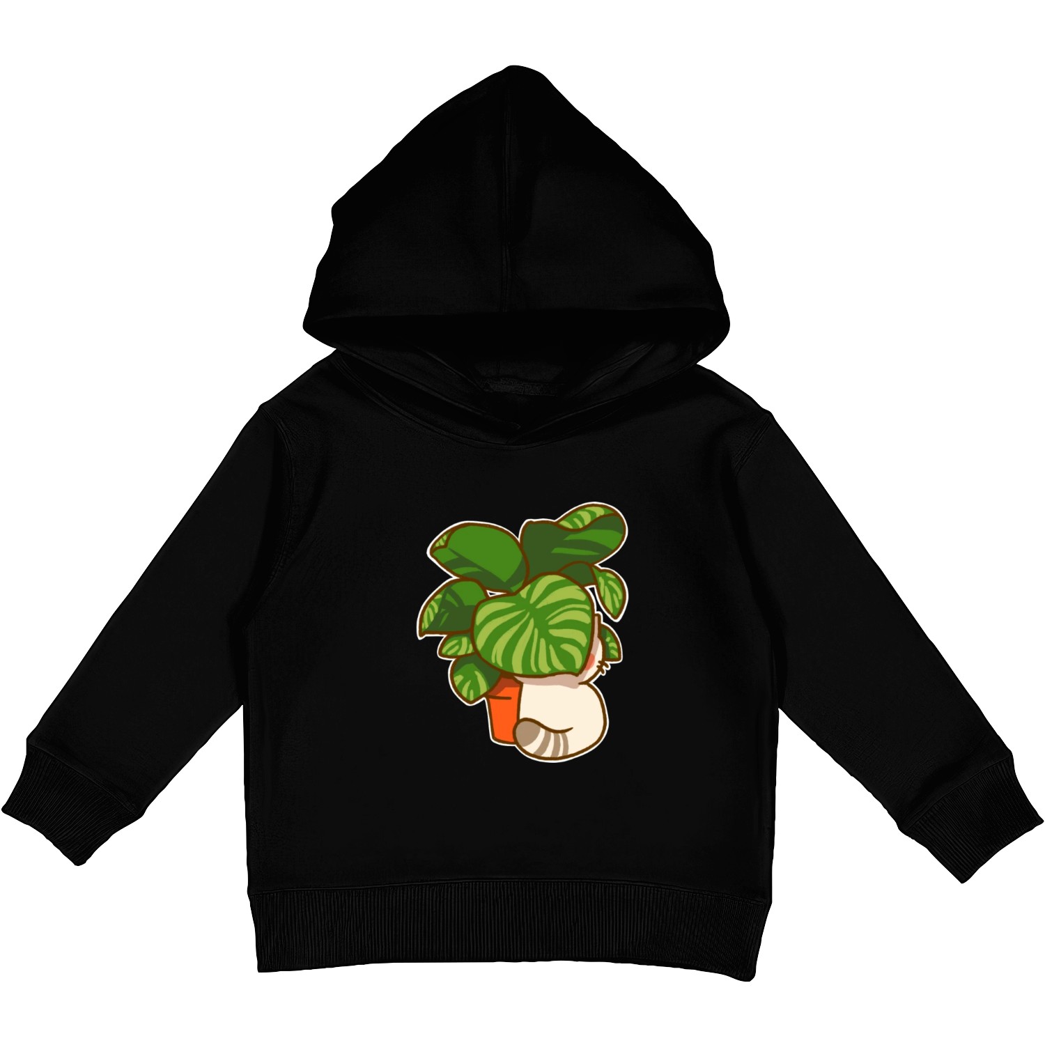 Cat Hiding In Plant Kids Pullover Hoodies
