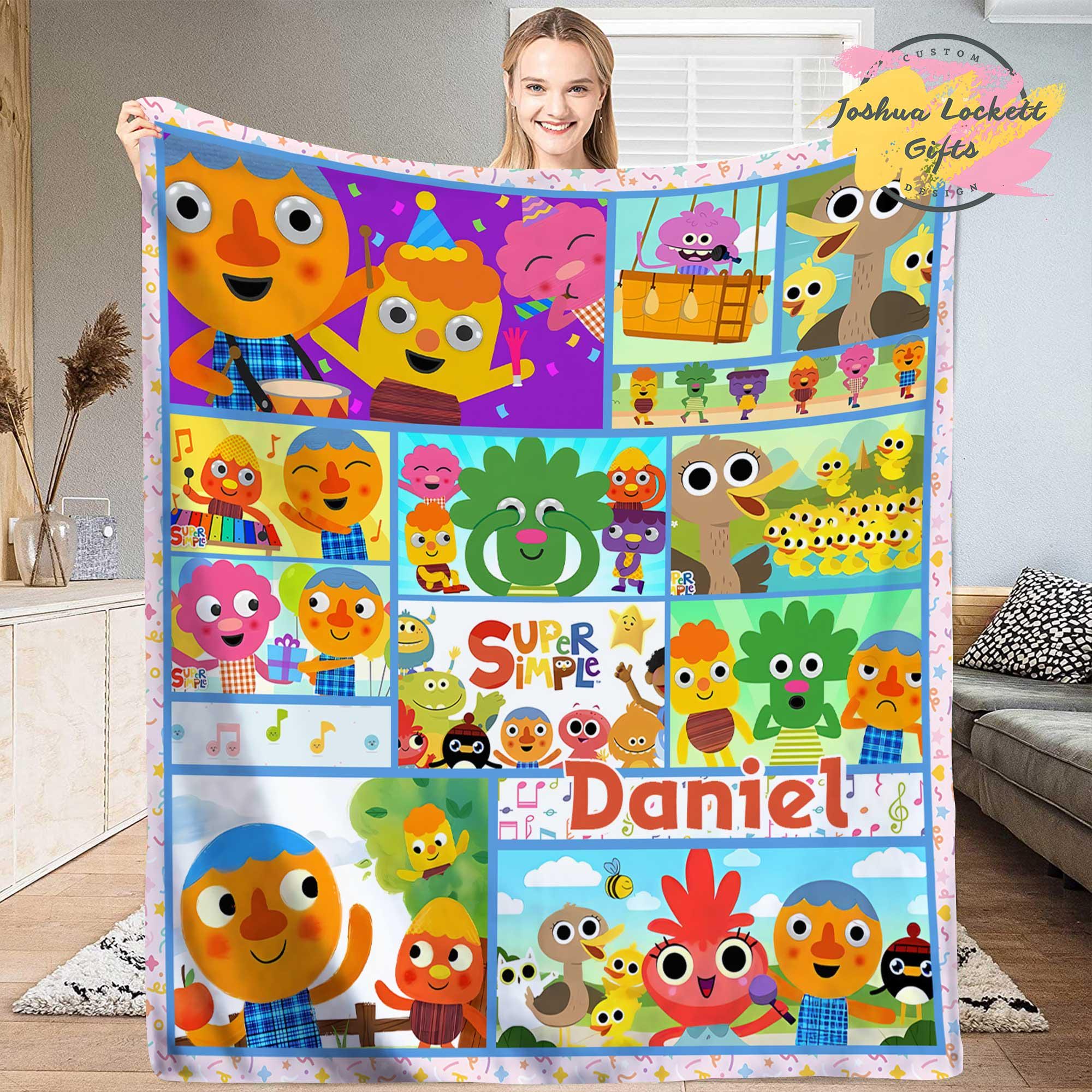 Personalized Super Simple Throw Blanket, Custom name Simple Songs Quilt Blanket, Super Simple Blanket, Super Simple Birthday Party