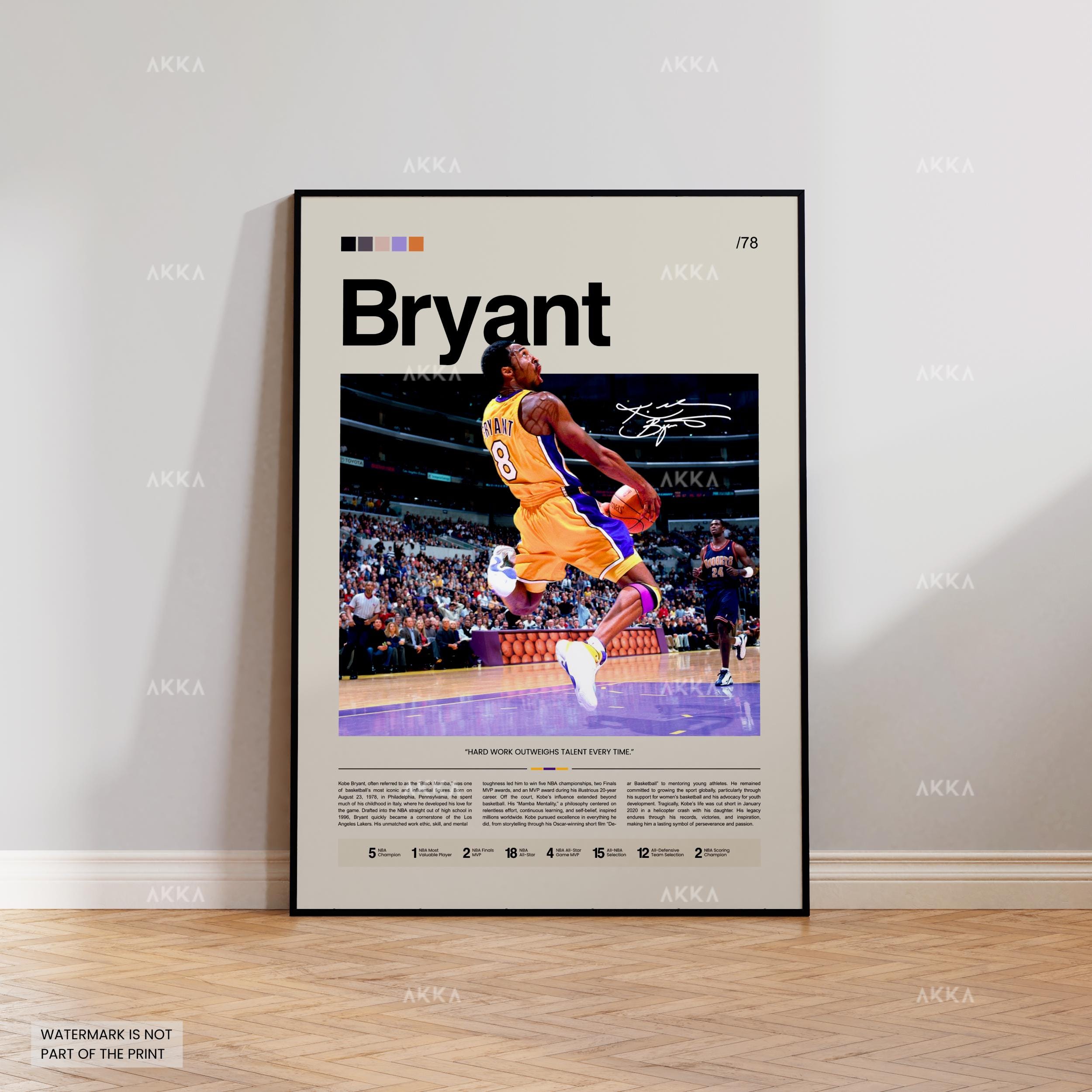 Kobe Bryant Poster, Bryant Lakers Print, Framed Kobe Art, Kobe Bryant Fan Gift Idea, The Black Mamba Wall Art, Basketball Decor