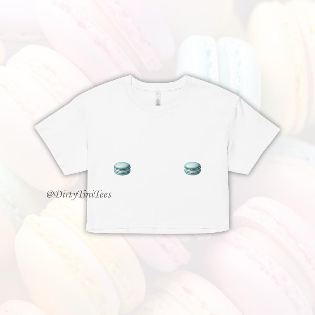 Blue Macaron Nips France Paris Fun Crop Top Macron