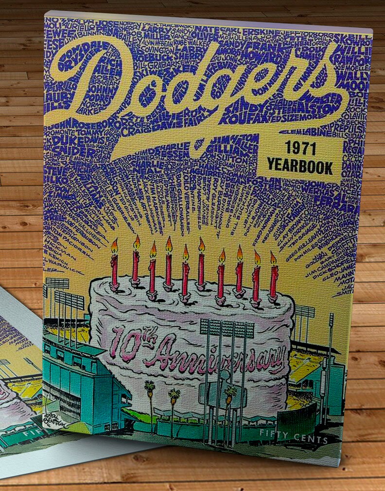 1971 Vintage Los Angeles Dodgers Yearbook - 10 Year Anniversary - Canvas Gallery Wrap