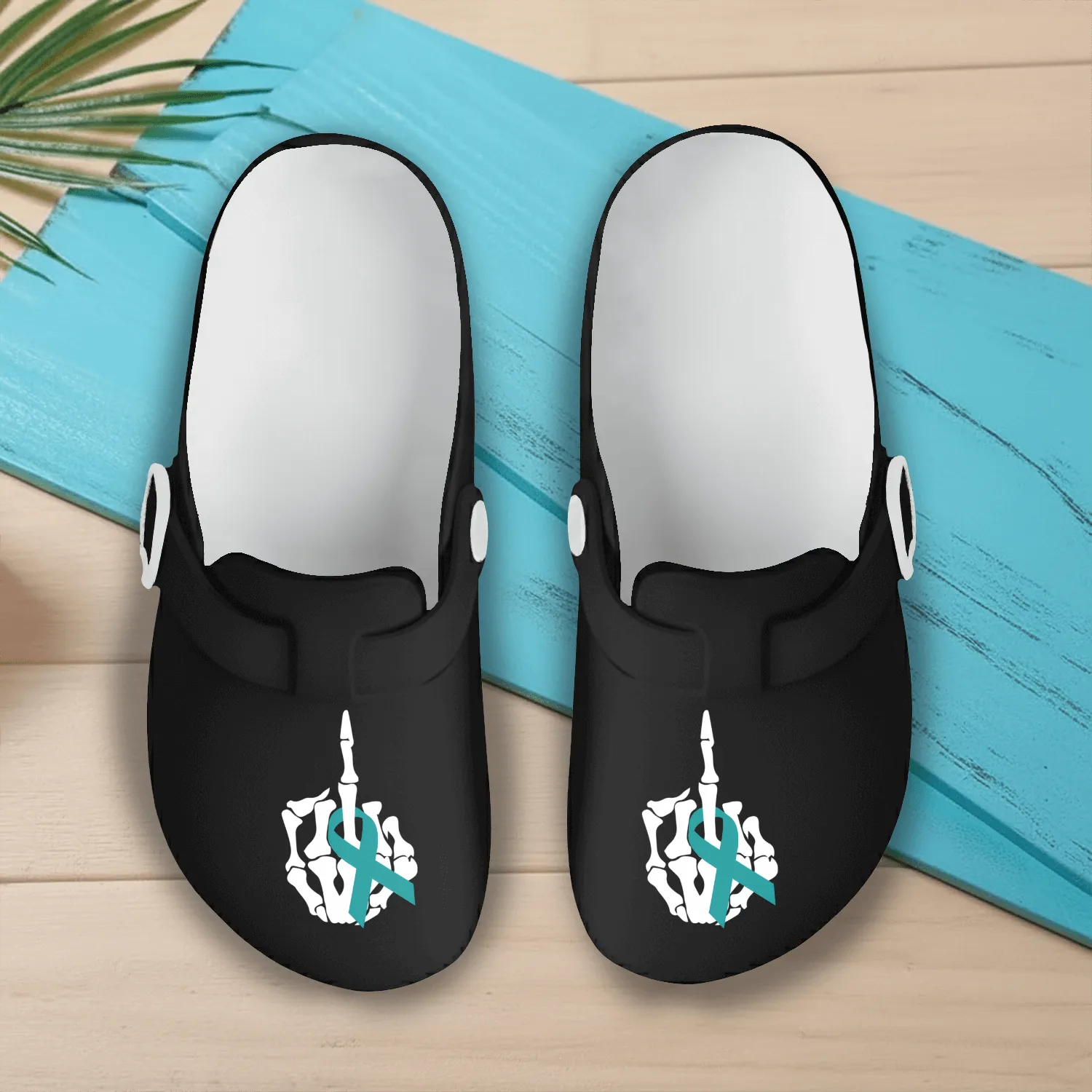Fuck Ovarian Cancer Middle Finger Ovarian Cancer A Slip On Clogs