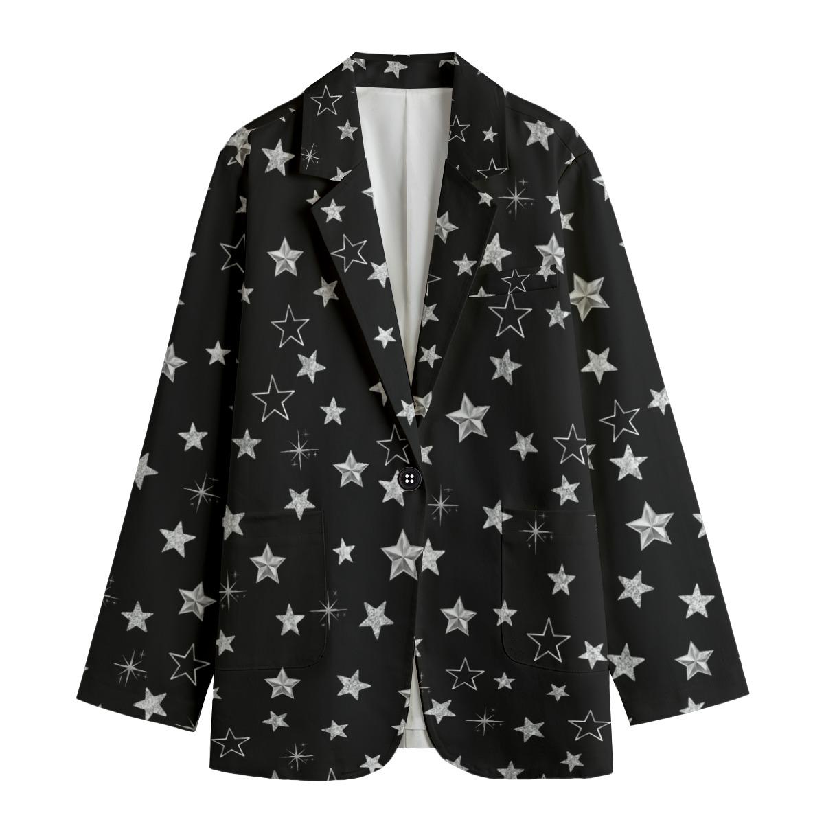 Women's Leisure Blazer silver stars Blazer stars jacket silver stars coat stars waistcoat silver stars casual blazer stars fashion