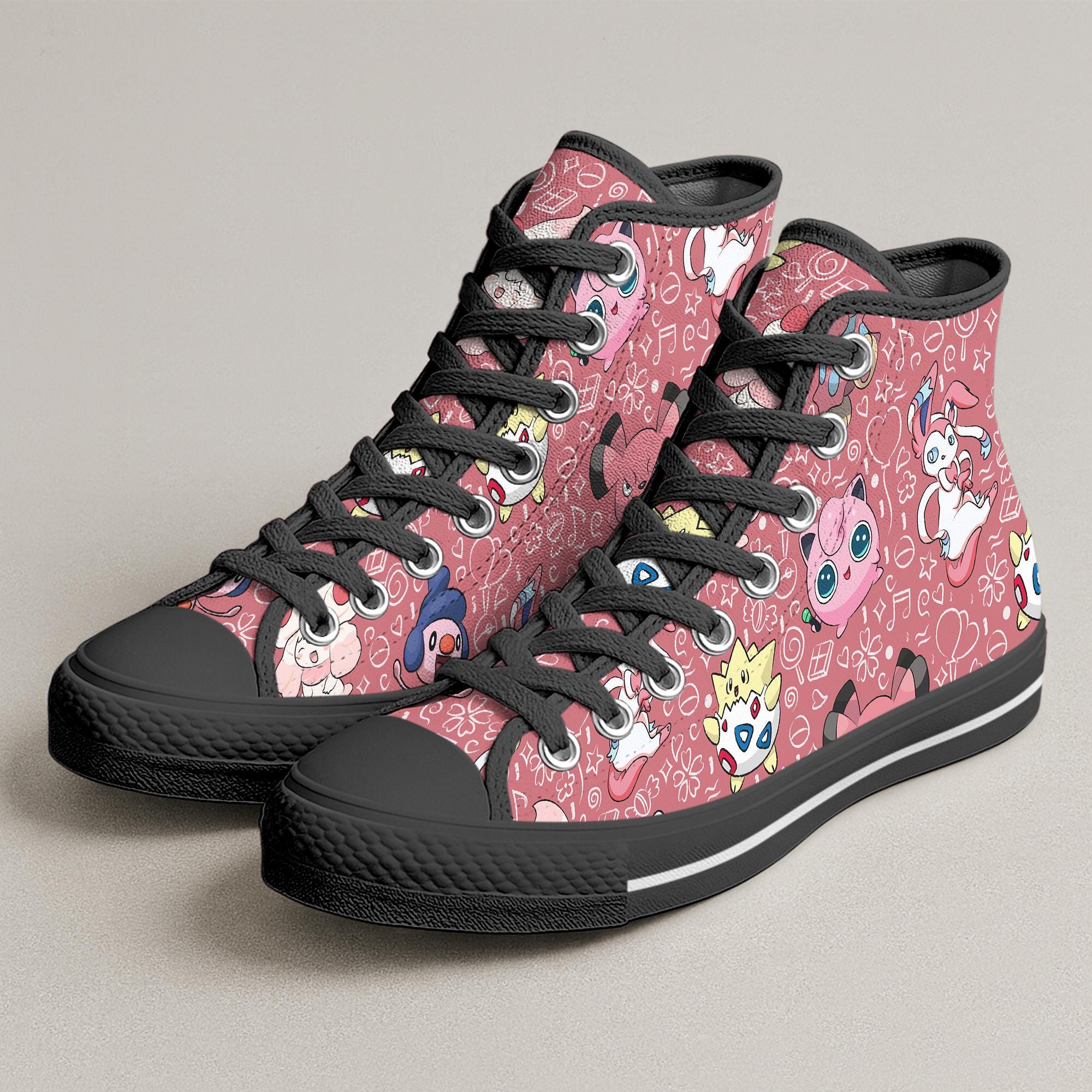 Togepi Jigglypuff High Top Shoes, Cute Kawaii Sneakers, Togepi Shoes Gifts