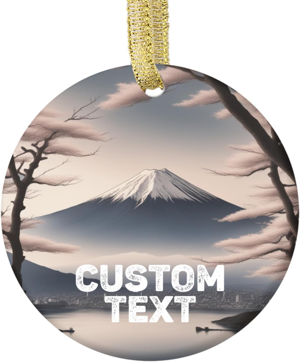 Customized Double Sided Hanging Christmas Tree Travel - Mt Fuji Japan - Japanese Mountain Xmas Holiday Ornaments Decorations Custom Personalized Keepsake