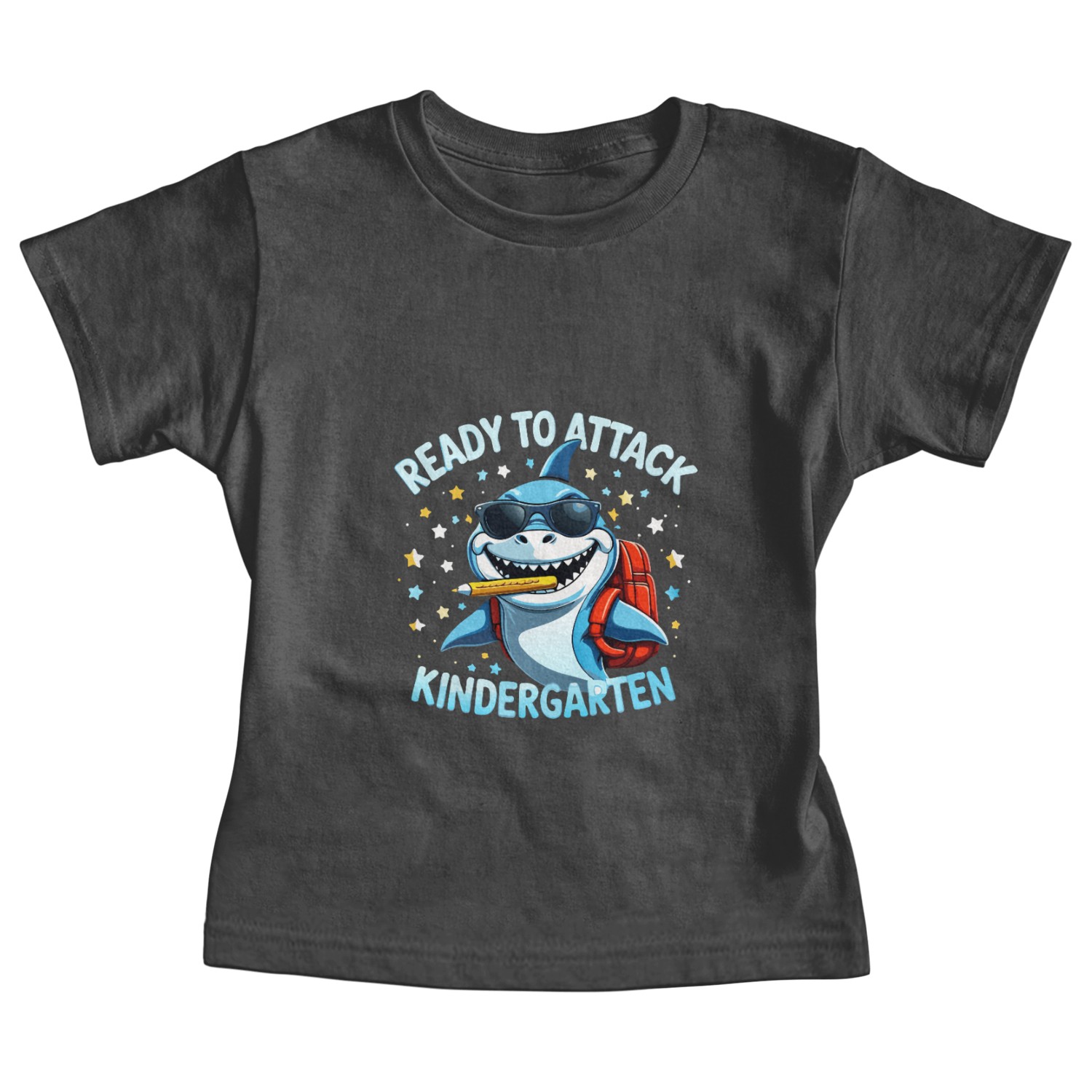 back-to-school-Shark With Backpack Kindergarten Baby Tees