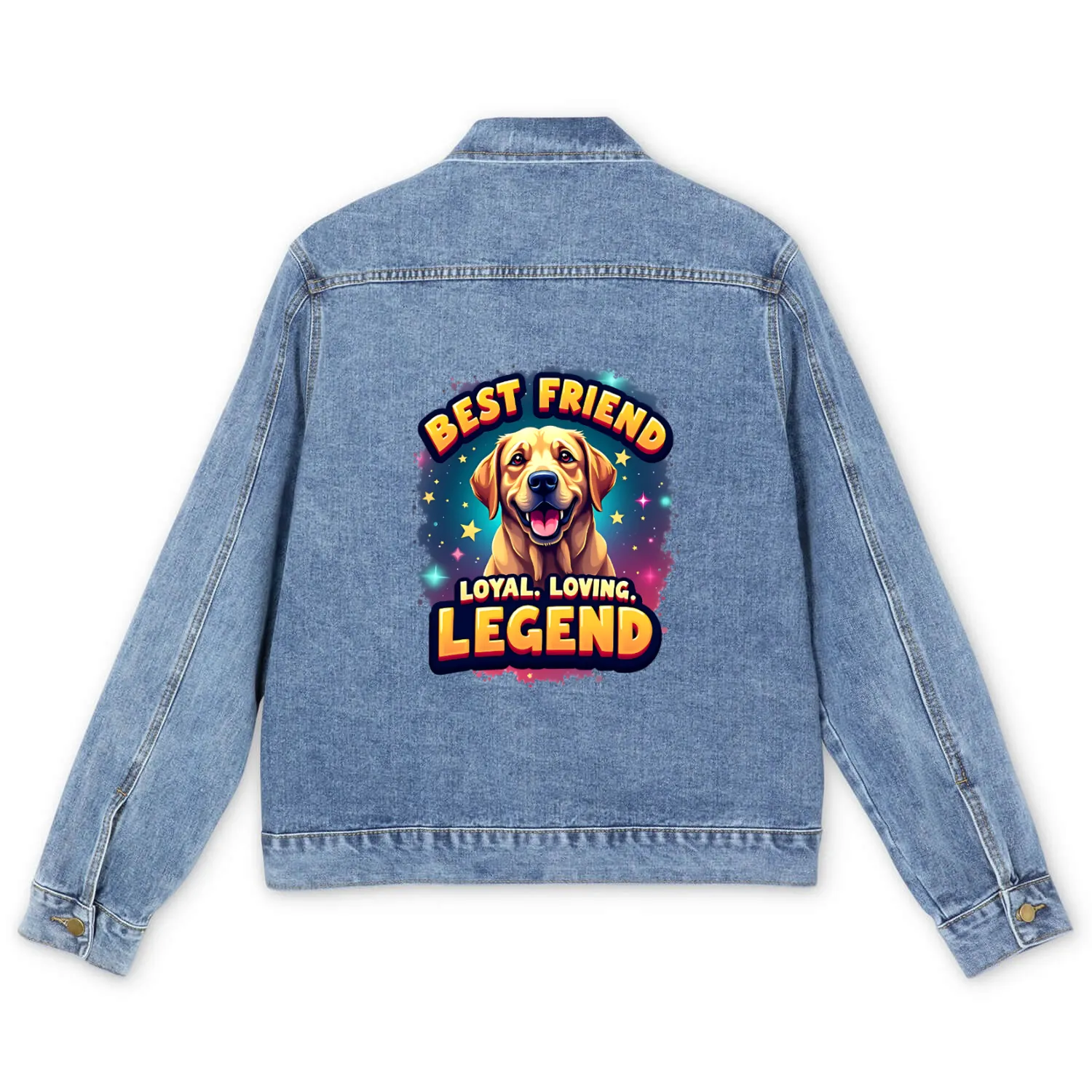 Loyal Best Friend Labrador Dog Illustration Men's Denim Jackets