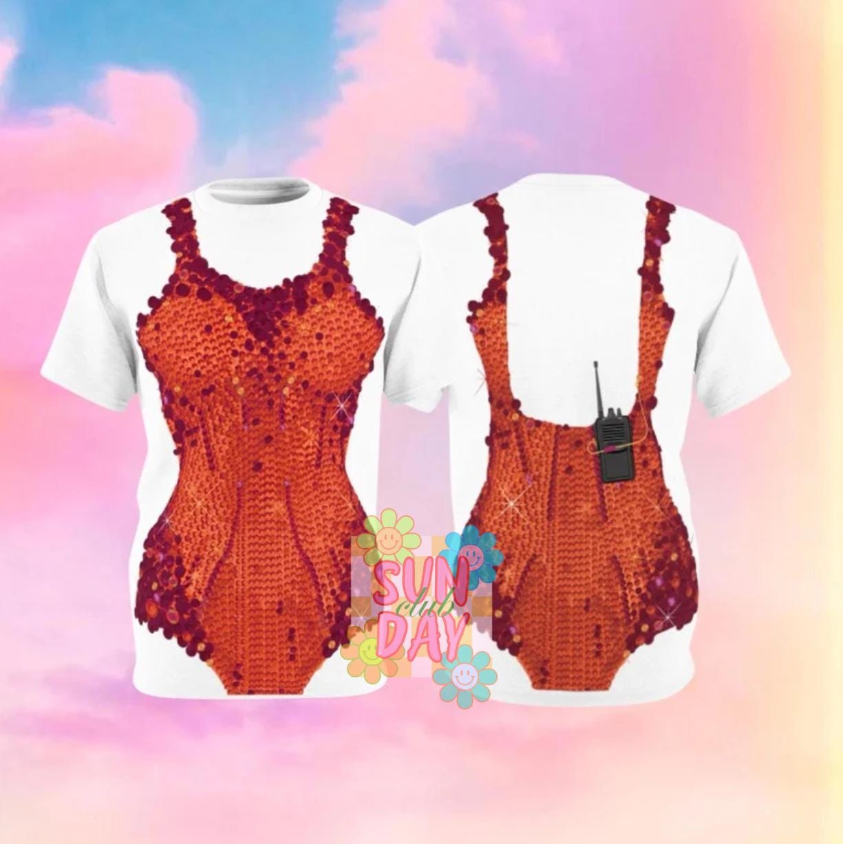 Eras Bodysuit Shirt, Red and Orange Bodysuit