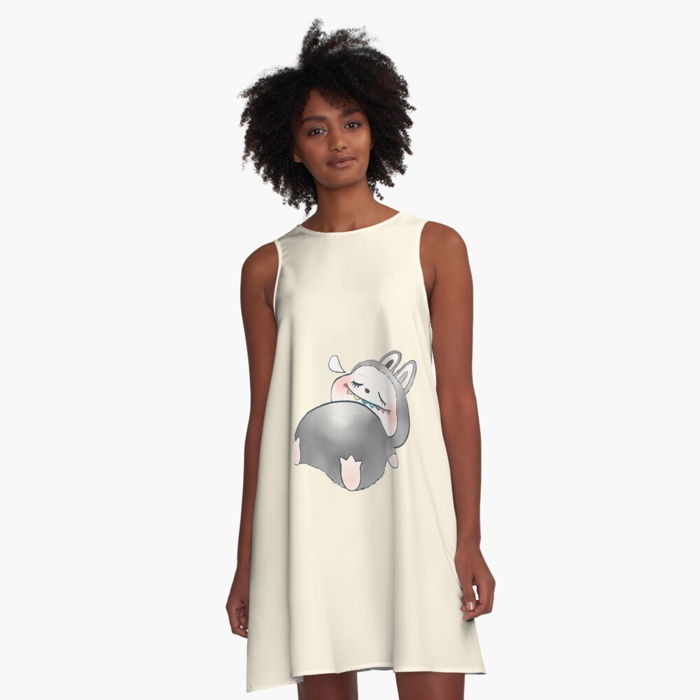 Sleeping Labubu A-Line Dress, Labubu sleeveless tank dresses, Gift for Her
