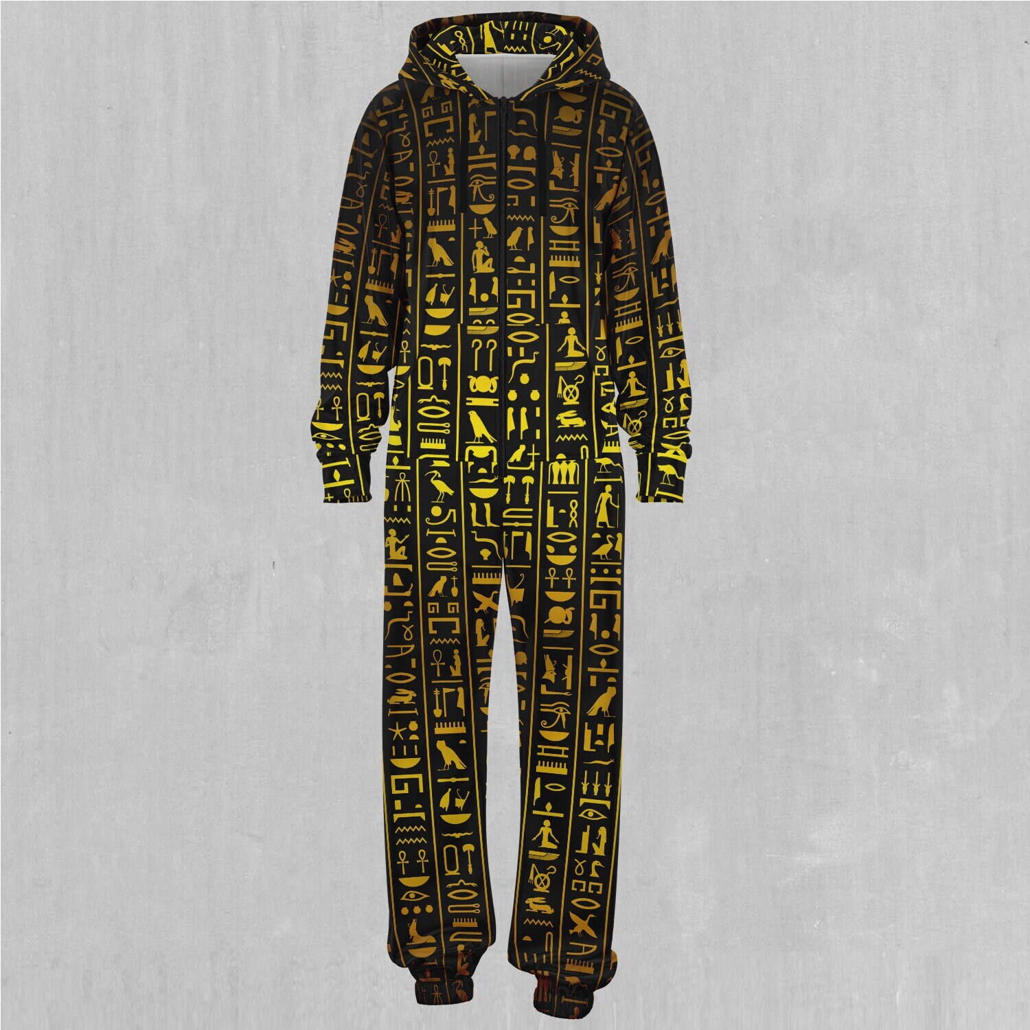 Hieroglyphics Adult Zip Up Jumpsuit Pajamas