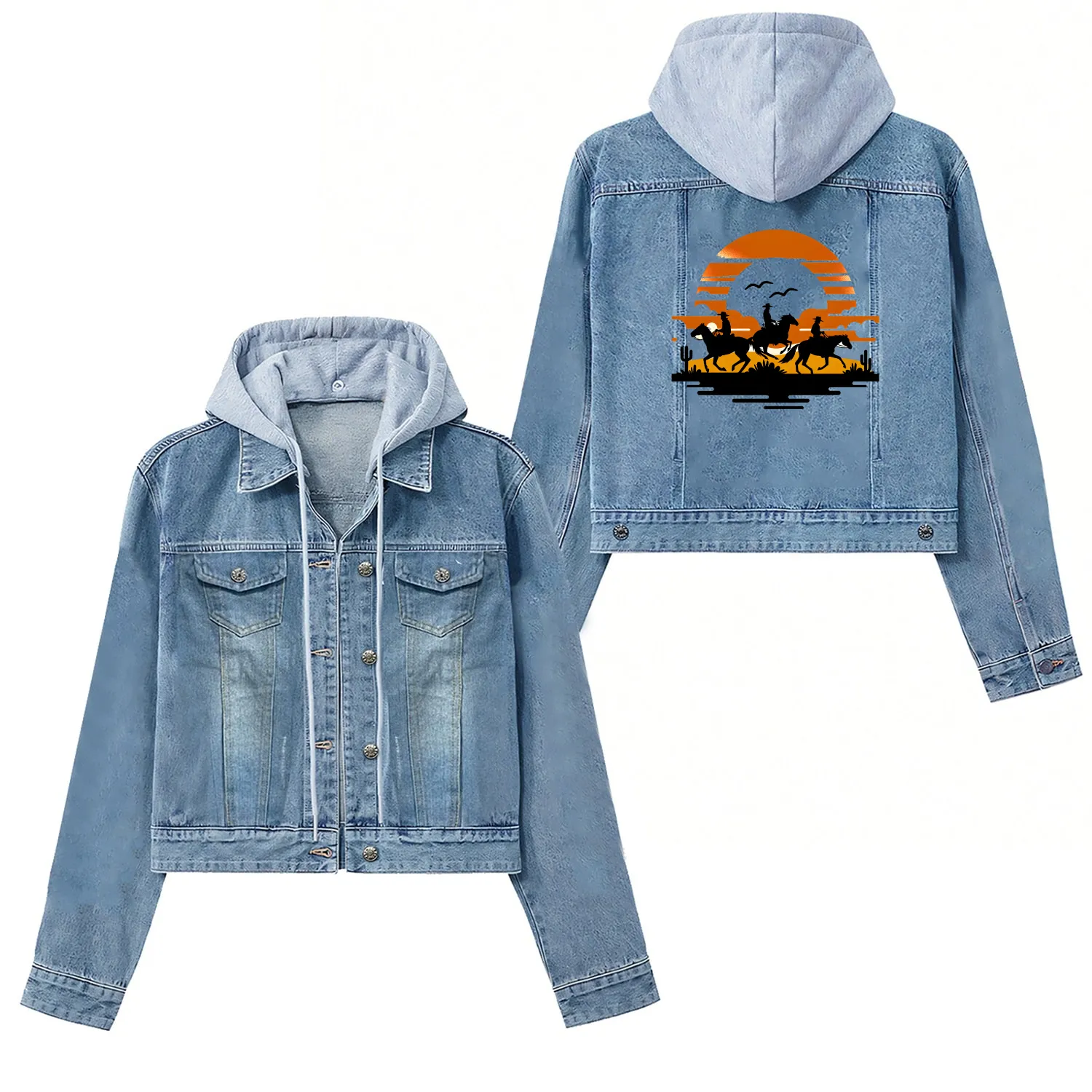 Western Riders at Sunset Women's Denim Jackets