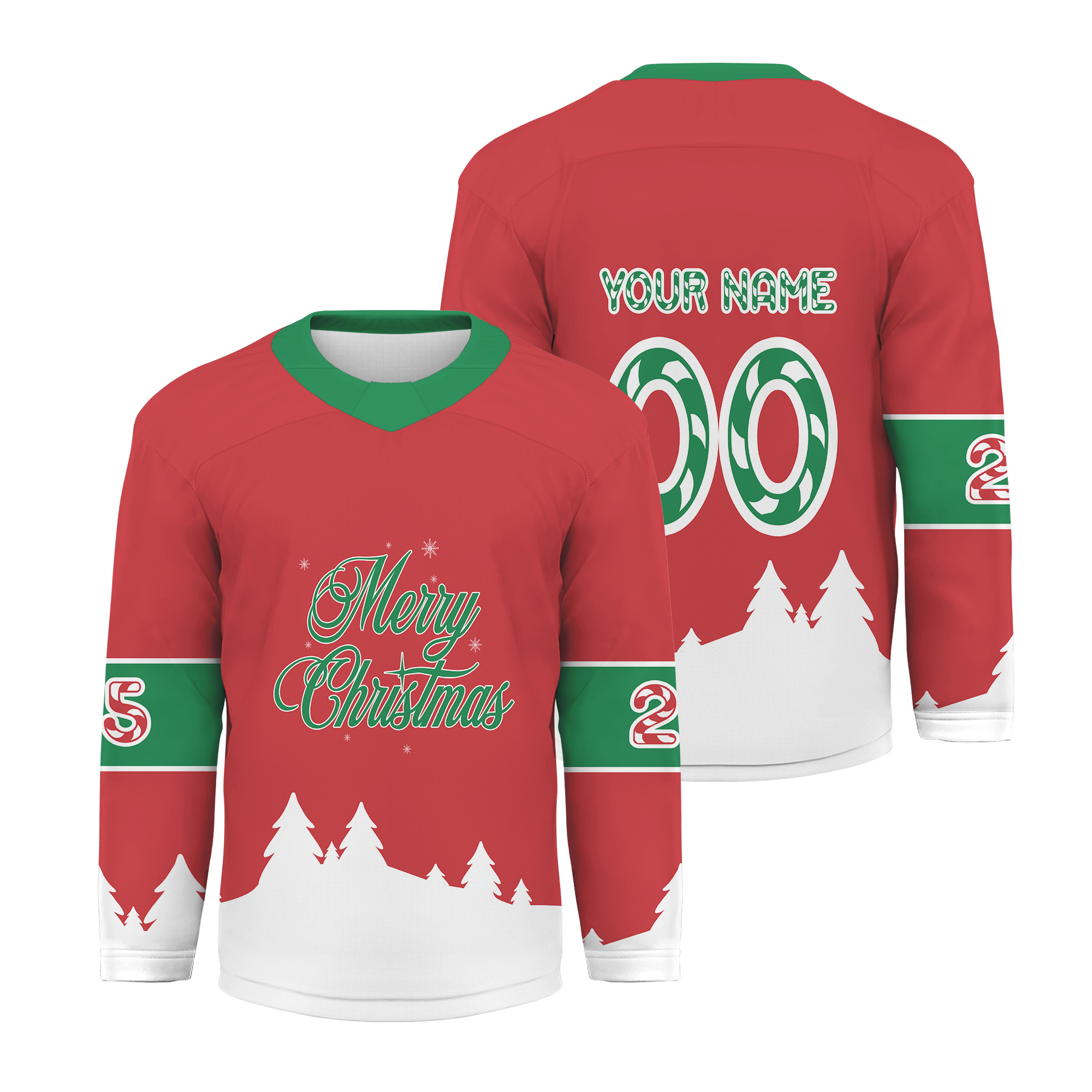 Personalize Christmas Hockey Merry Christmas Red, Chrismas Hockey Custom Name, Red & White Outfit Team Game Day shirt