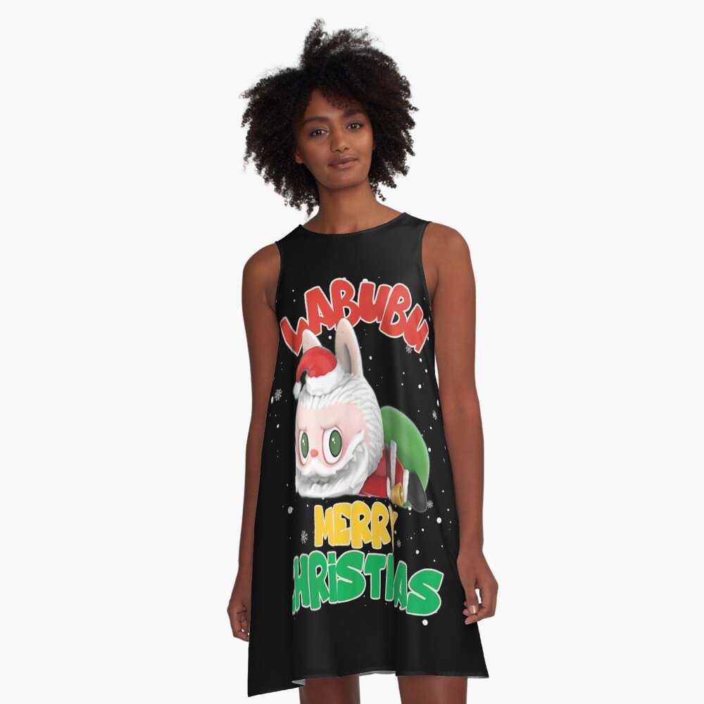 Labubu The Monsters Christmas - Xmas S-A-N-T-A LABUBU Lover Cute A-Line Dress