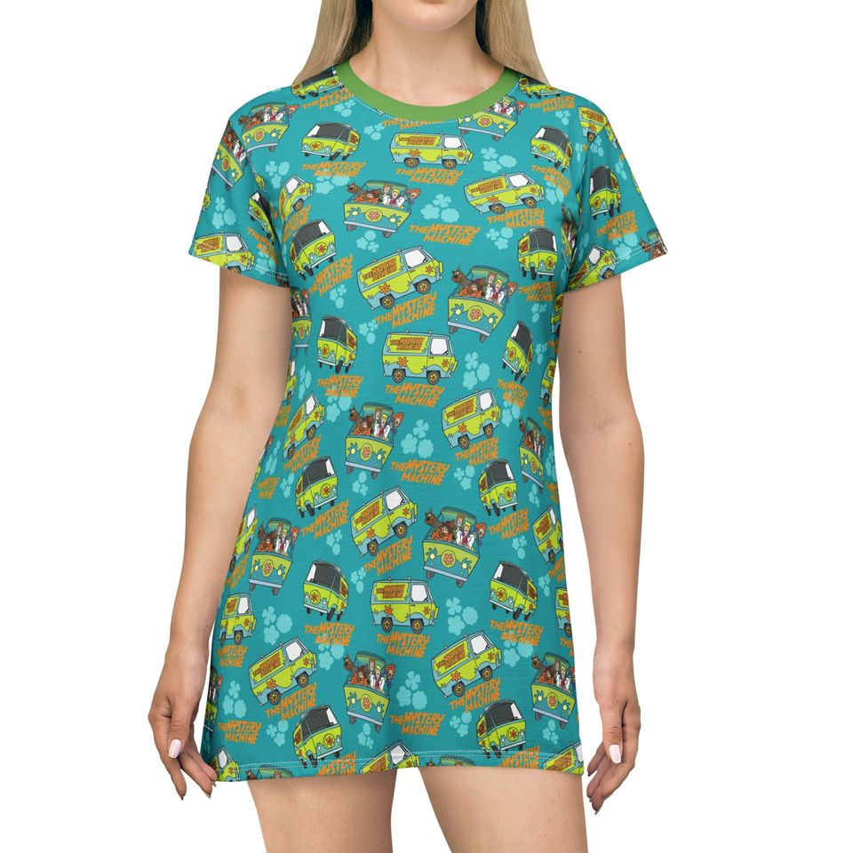 Scooby Doo T-Shirt Dress, Cartoon Women's T-Shirt Dress