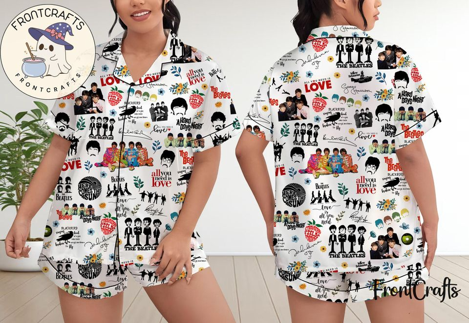 The Beatles Pajamas Short Set, The Beatles Pajamas Set, Holiday Pajamas Set, Pajamas Pants, Women Pajamas, Sleepwear Pyjamas