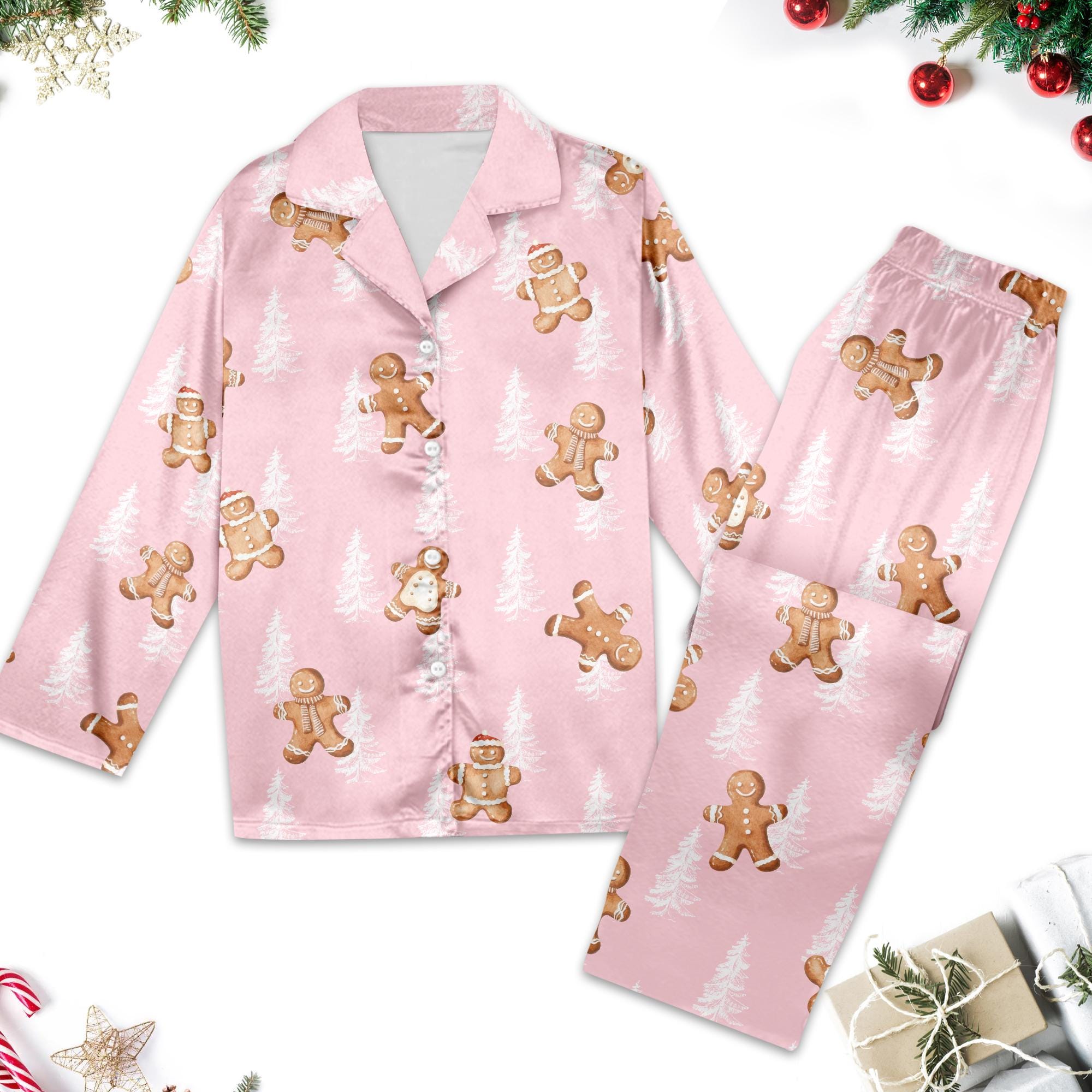 Gingerbread Pajamas Set, Family Christmas Matching Pajamas, Pajamas Sleepwear, Gingerbread Shirt, Gift For Mom Women Pajamas