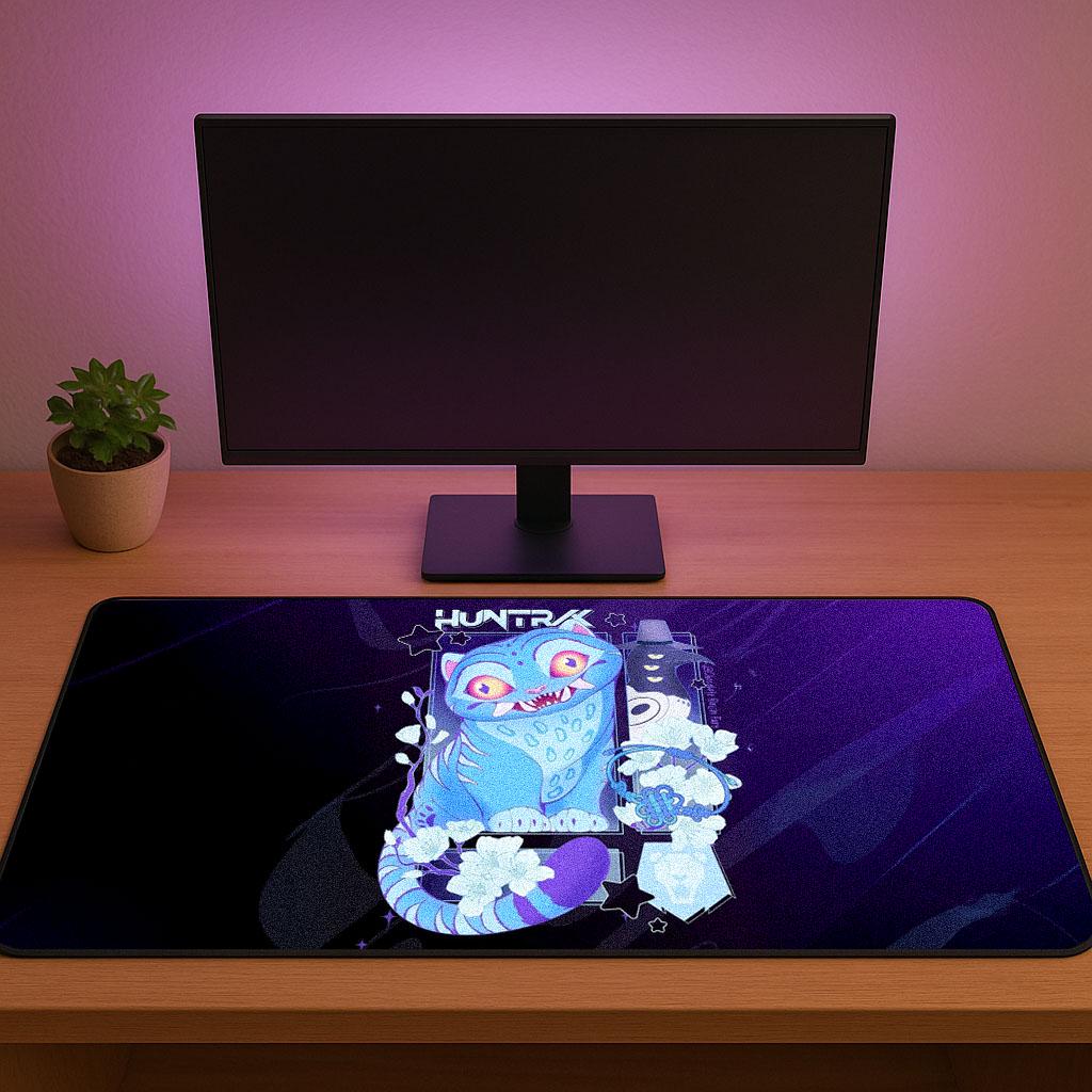 Huntrx Demoncat Kpop Desk Mat | Kawaii Gothic Gaming Pad | Cute K-Pop Anime Merch Gift