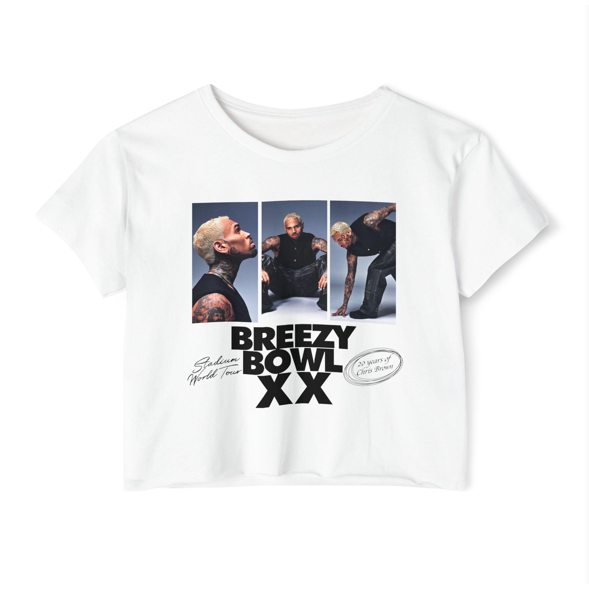 Chris Brown crop shirt, xx Chris Brown breezy bowl 20 Tour crop tshirt