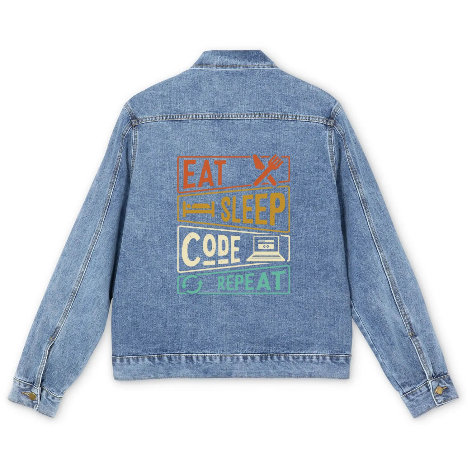 Eat Sleep Code Repeat Programming Men's Denim Jackets