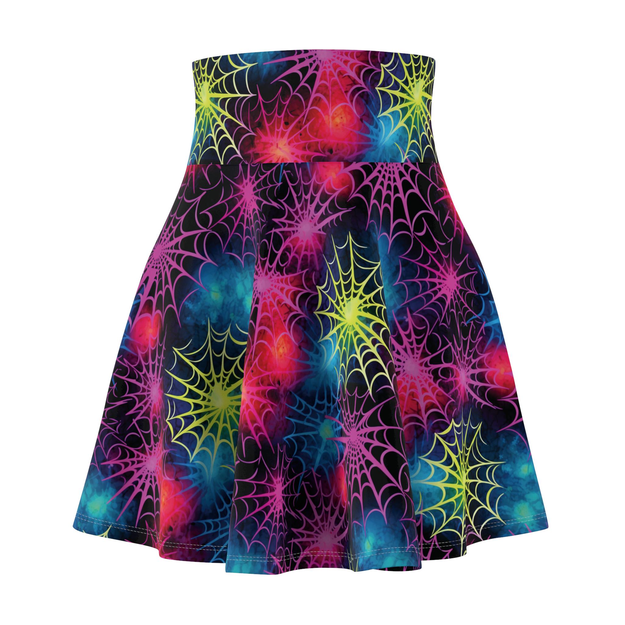 Spiderweb Skater Skirt, Halloween Fashion, Boho Style, Women's Party Skirt