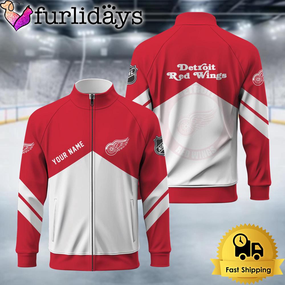Detroit Red Wings Logo Custom Standing Neck Zipper Jacket