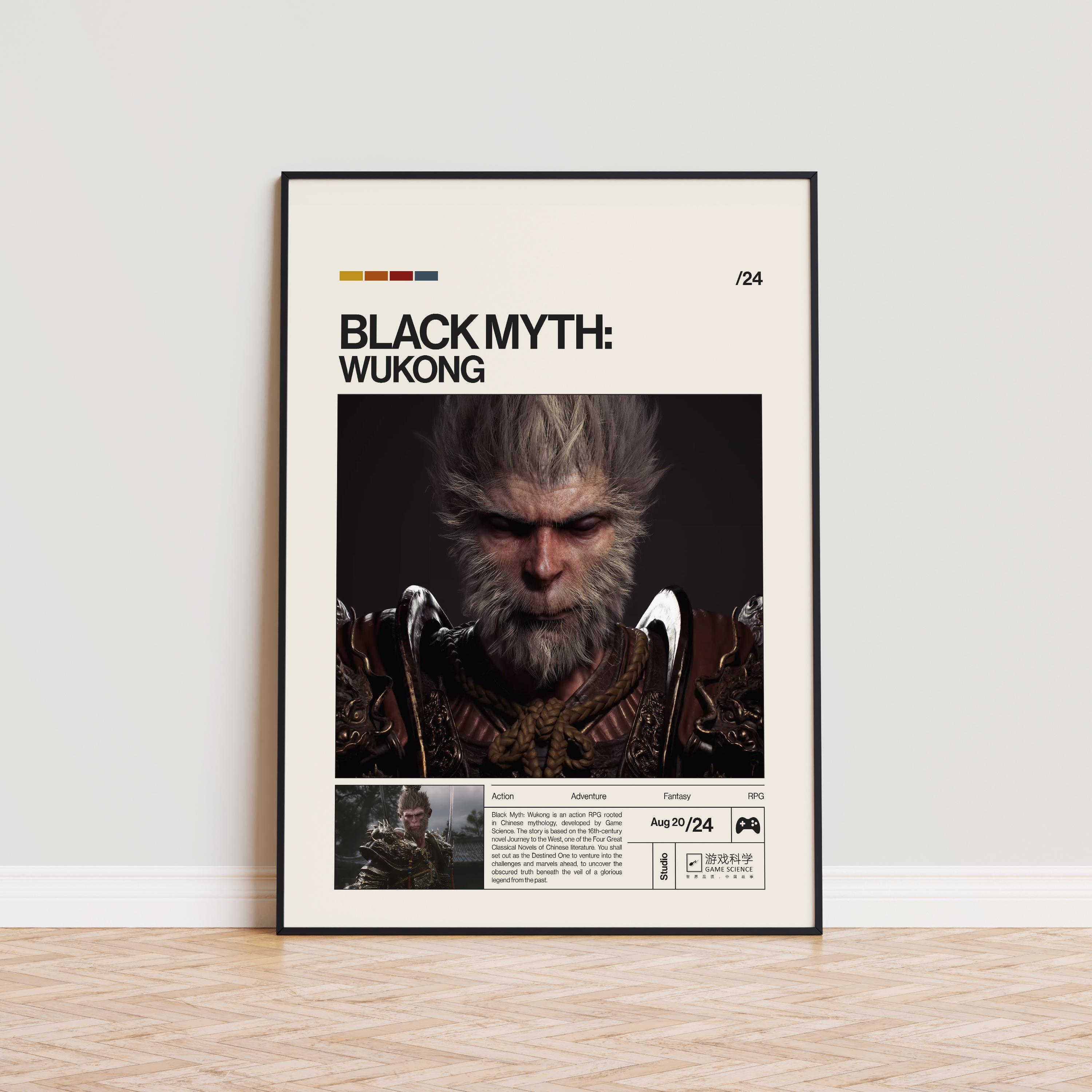 Black Myth Wukong Poster, Video Game Poster, Minimalist Game Print, Gaming Room Poster, Gamer Gift, Gaming Print Poster, Gaming Wall Art