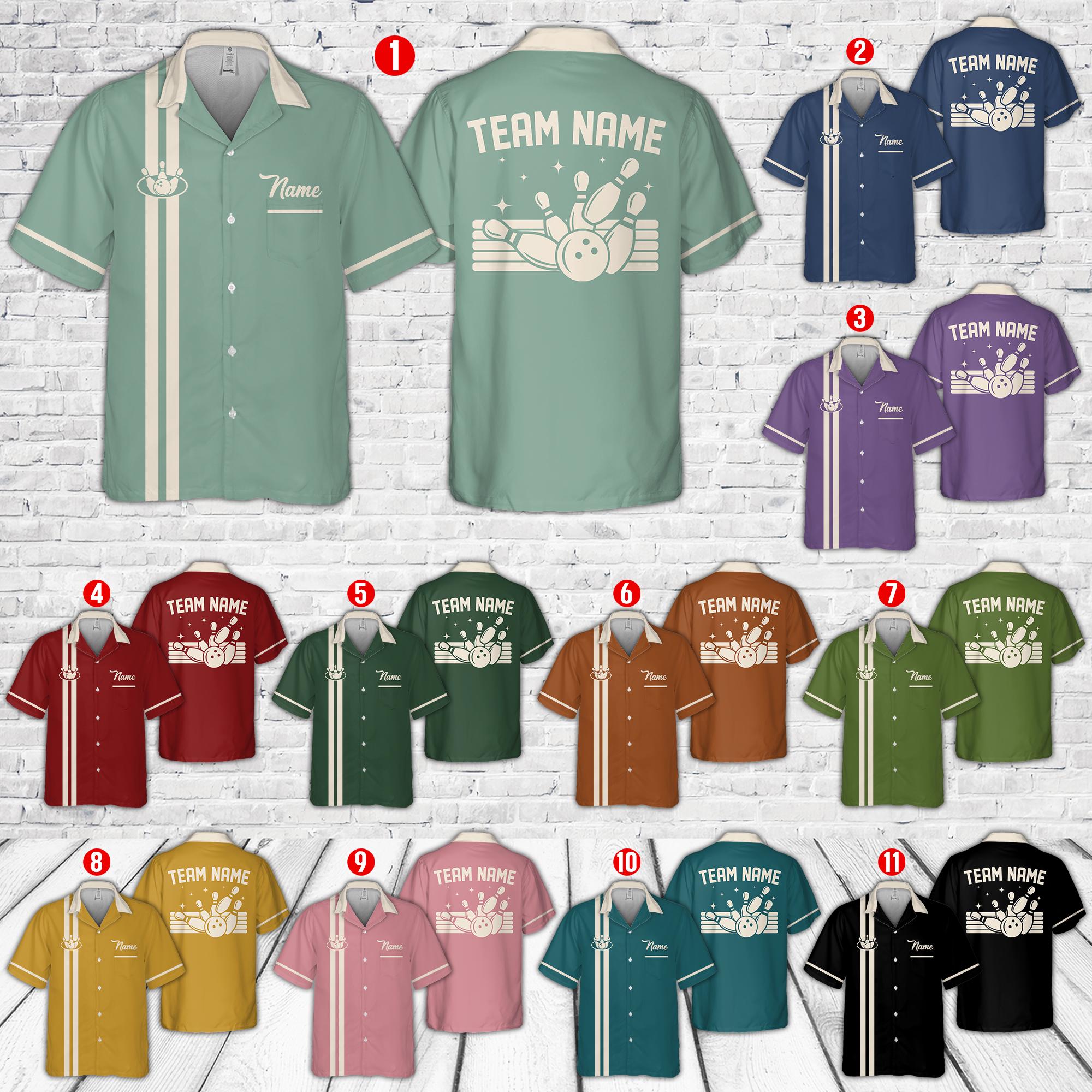 Custom Name Bowling Hawaiian Shirt, Personalized Bowling Pocket Hawaiian Shirt, Retro Bowling Button Up Shirt For Bowlers