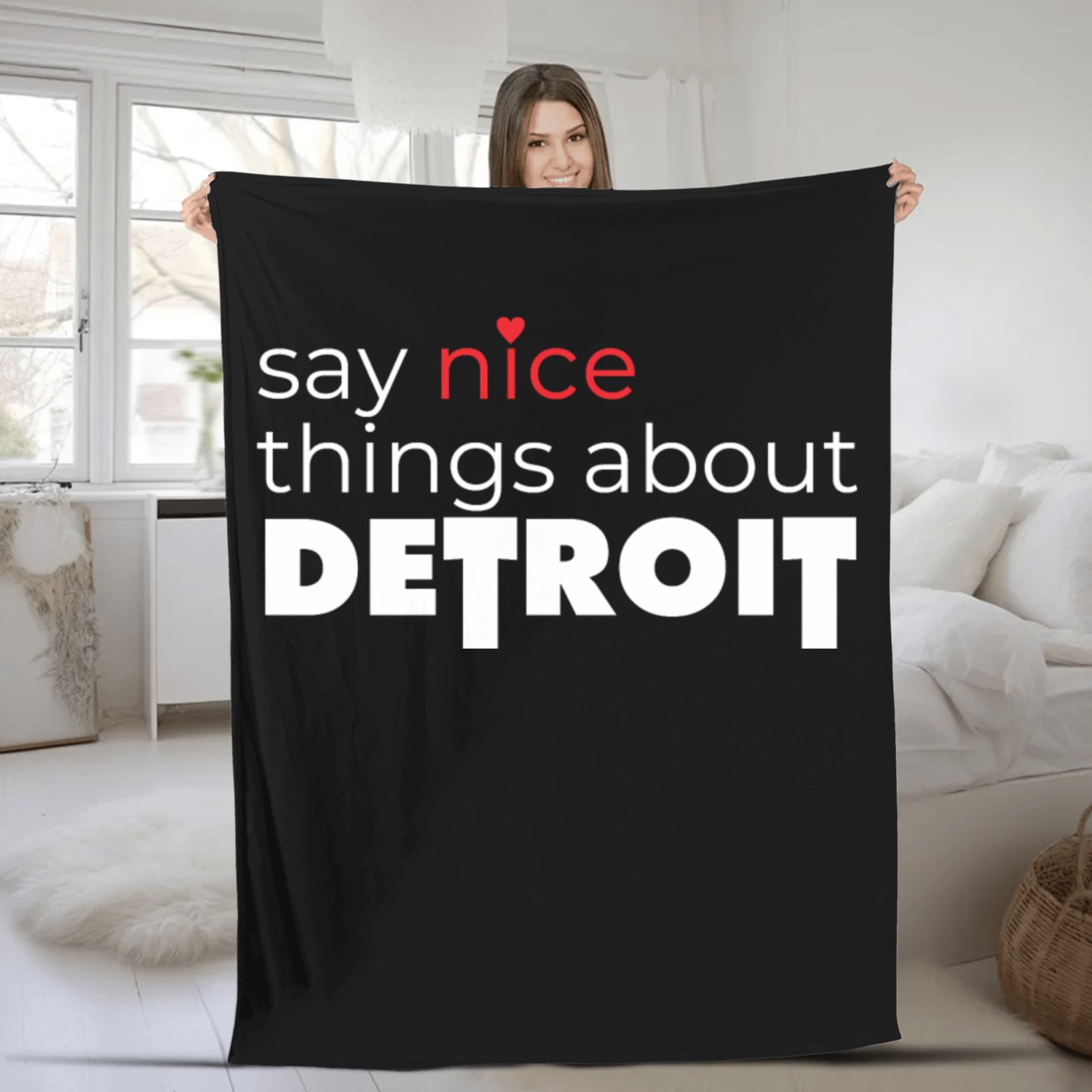 Say Nice Things About Detroit Fleece Blankets