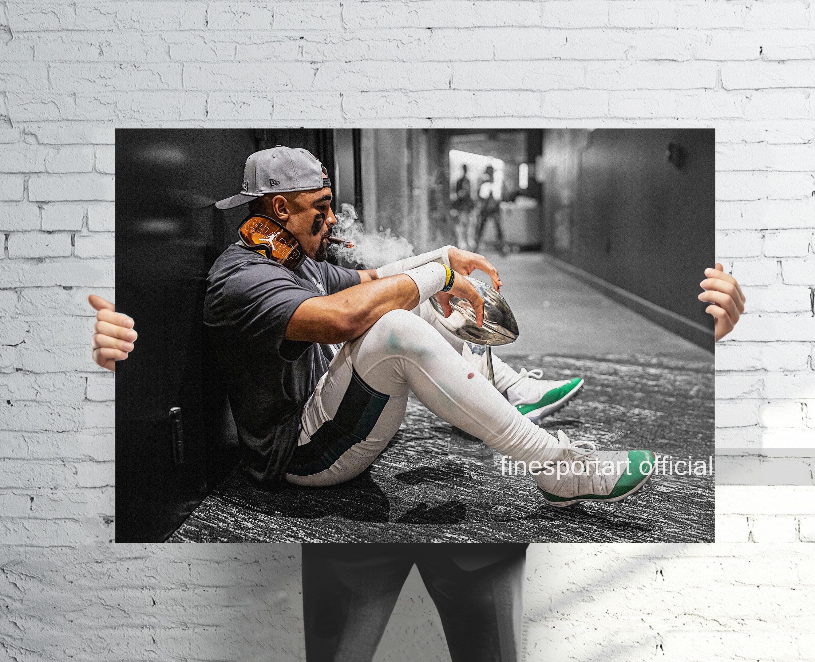 Jalen Hurts Trophy Philadelphia Canvas Wrap or Museum-Quality Poster, Football Fan Gift