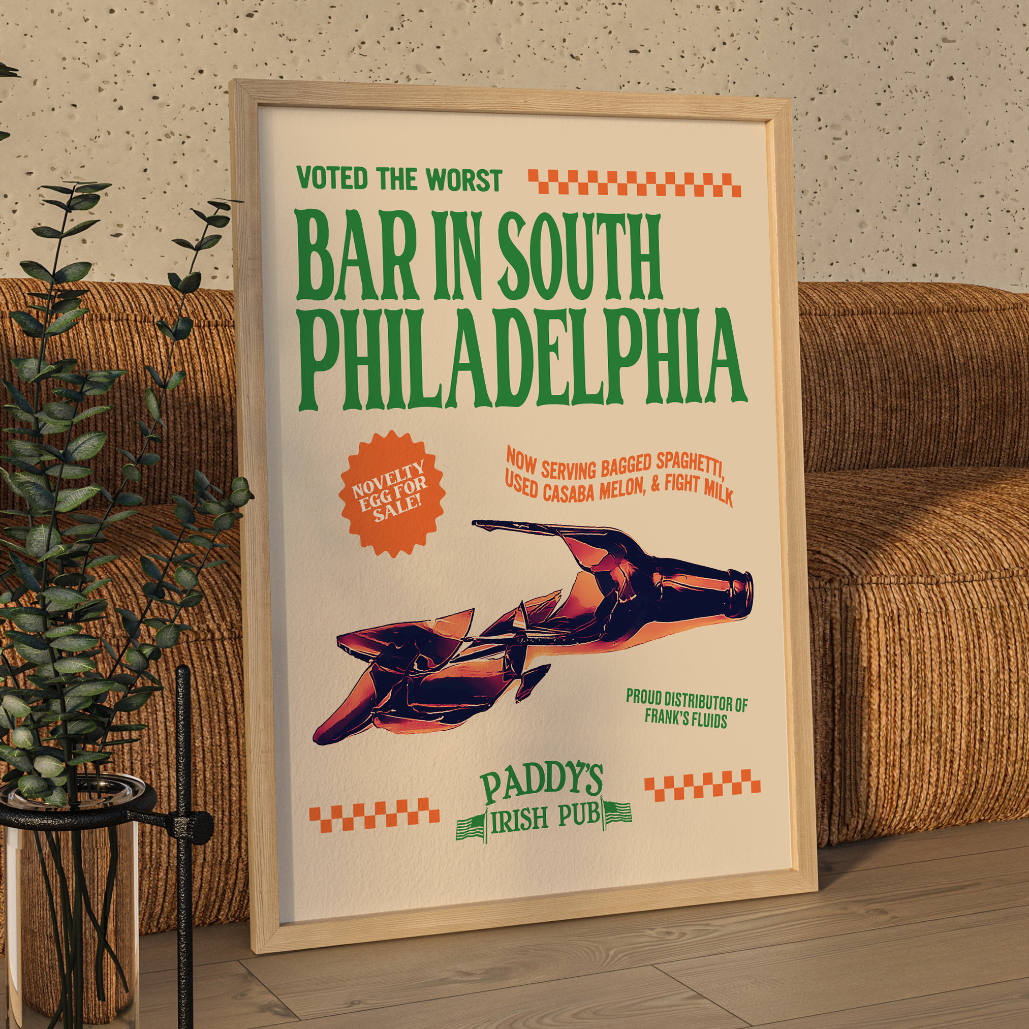 It's Always Sunny in Philadelphia Poster, Funny Retro Style Paddy's Irish Pub Restaurant Poster, TV Show Kitchen Decor