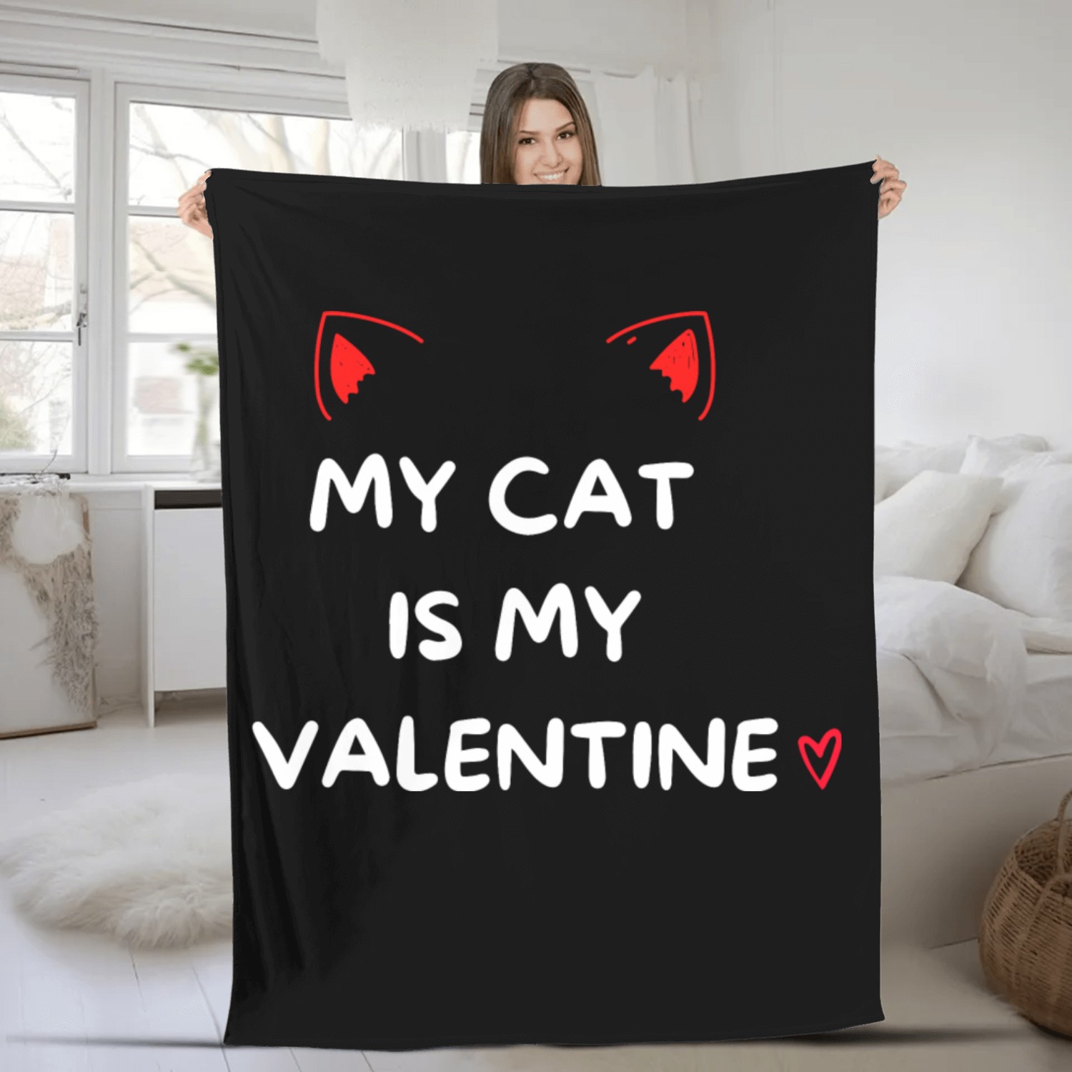 My Cat Is My Valentine Fleece Blankets