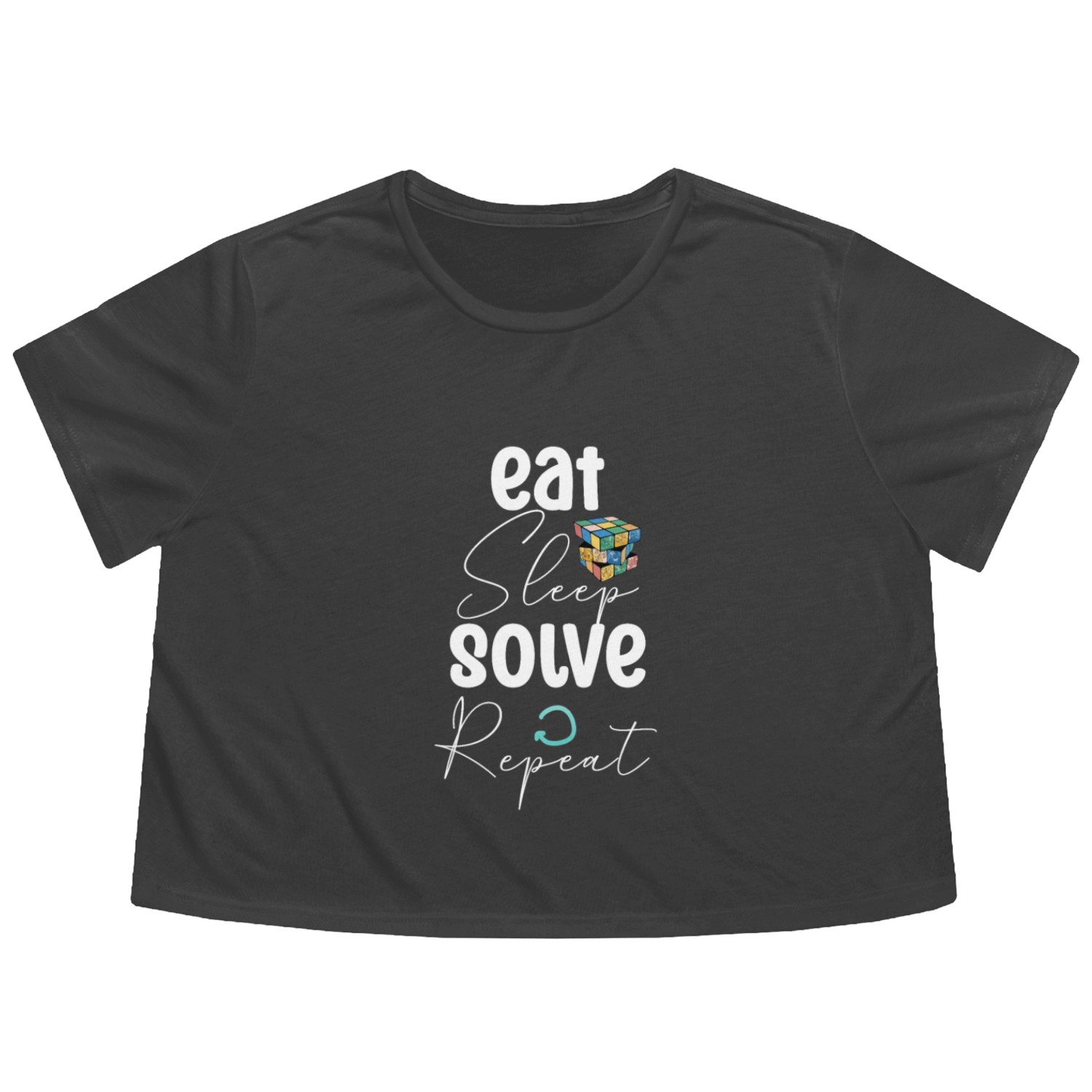 Eat Sleep Solve Repeat Flowy Cropped Tees