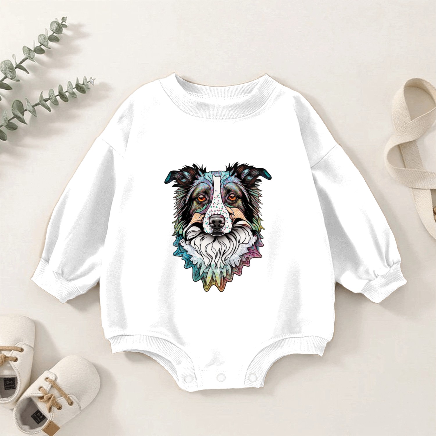 Border Collie Fantasy Dog Baby Romper Sweatshirts