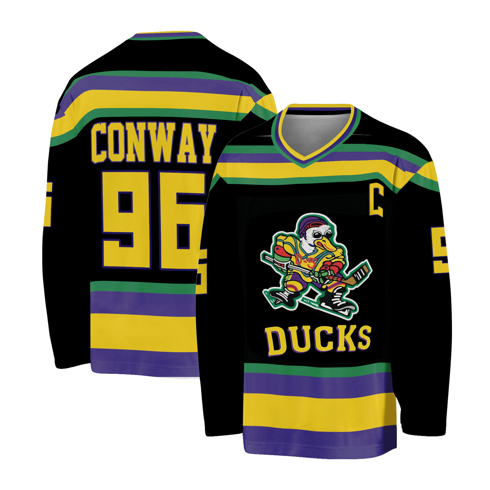 Mighty Ducks Movie Men Jersey #96 Charlie Conway Ice Hockey Jersey Stitched Sewn