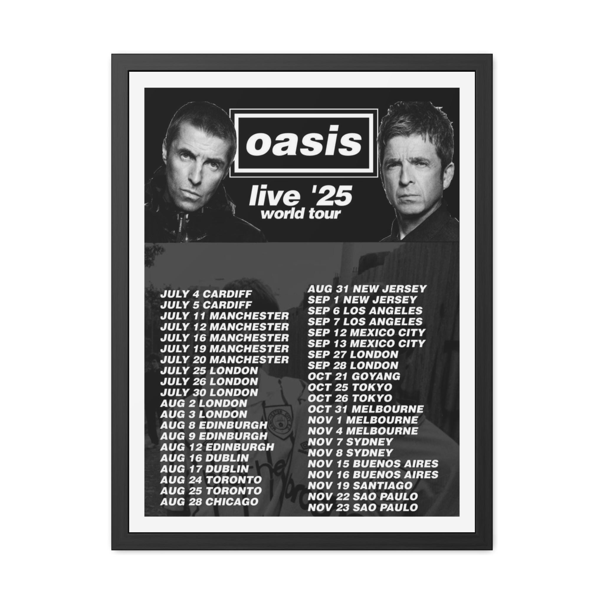 Oasis - Oasis Live '25 World Tour - 2 Tour Schedule Poster - Oasis 2025 Reunion World Tour, Fan Gift