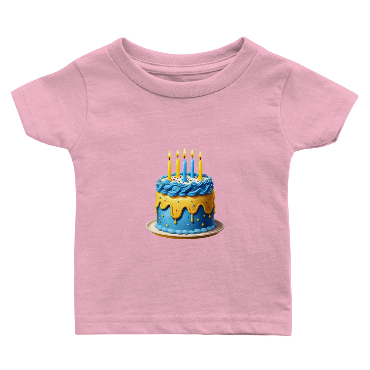 Blue and yellow birthday cake Baby T Shirts
