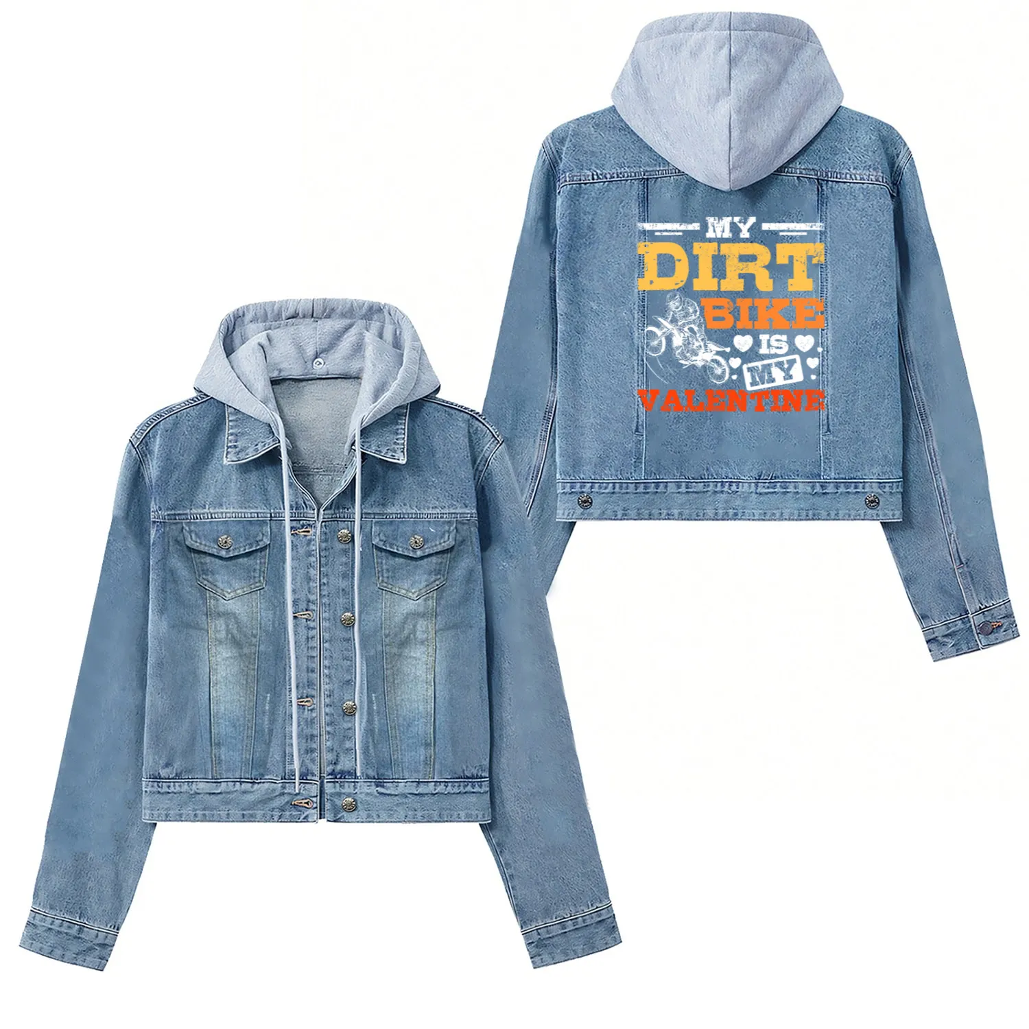 My Dirt Bike Is My Valentine Women's Denim Jackets