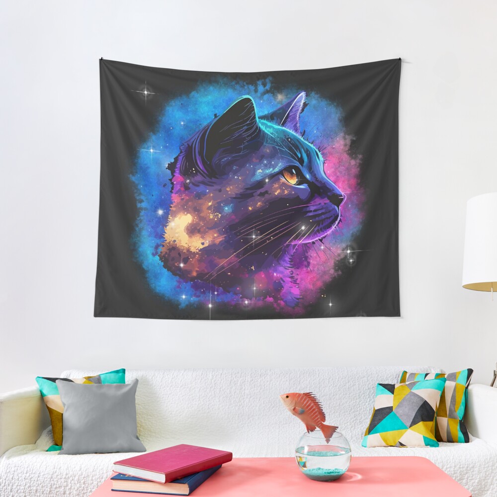 Galaxy Space Cat design styled Tapestry