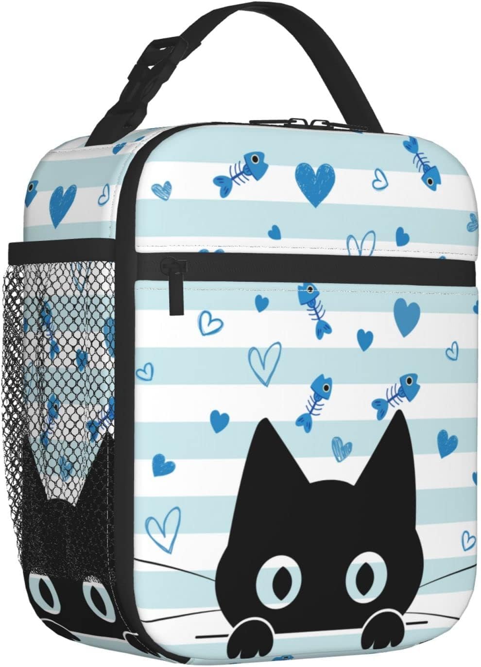 Black Cat Kids Lunch Bag Insulated Thermal Cooler Tote for School Picnic Travel Hiking