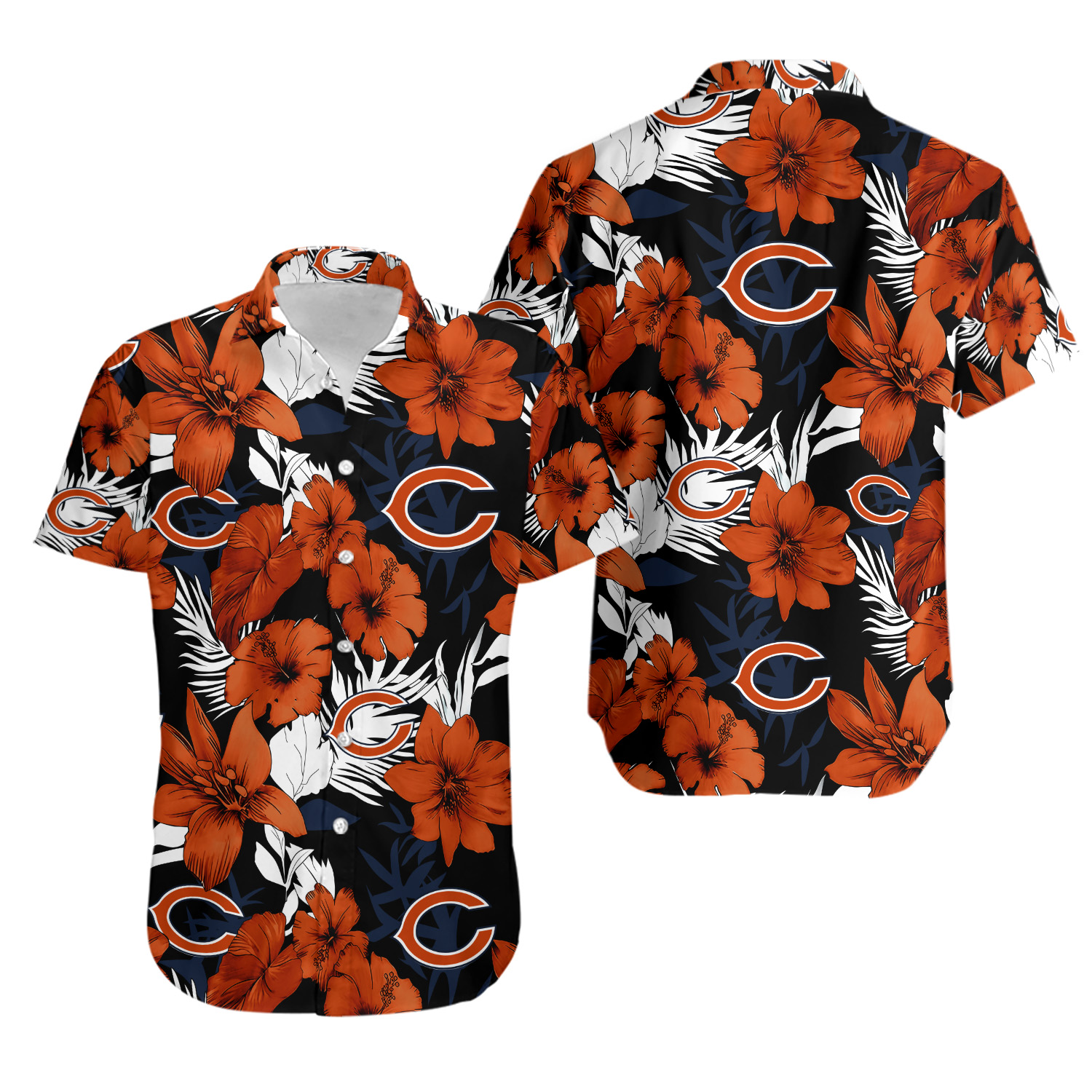 Chicago Football Team Bearss Hawaiian Button Down Shirt