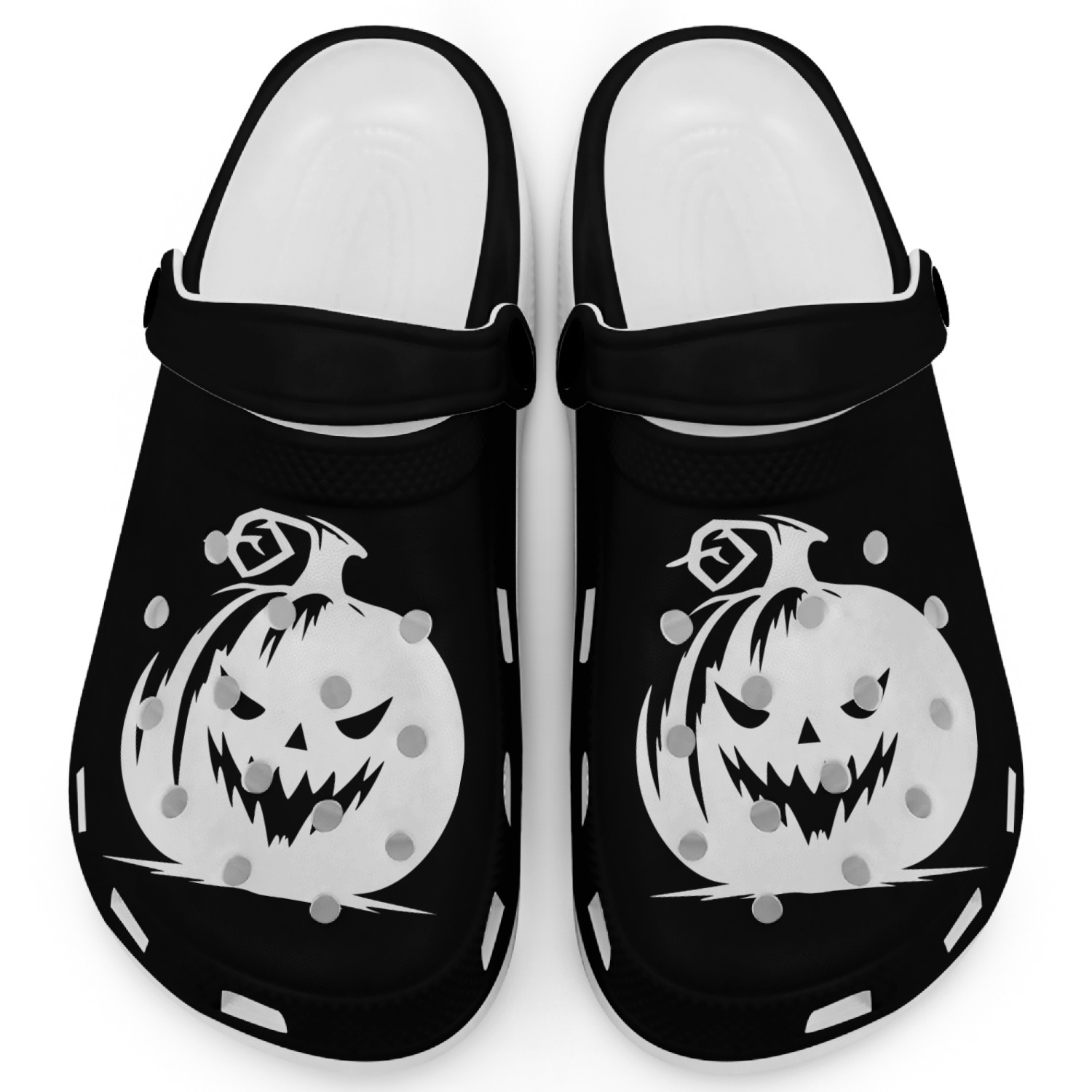 Evil Grinning Pumpkin Lantern With A Mean Look Clogs