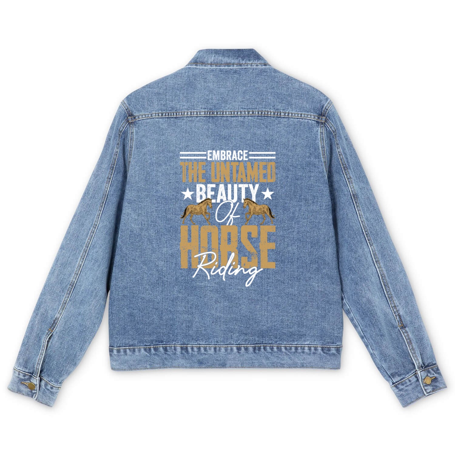Embrace The Untamed Beauty Of Horse Riding Horseba Men's Denim Jackets