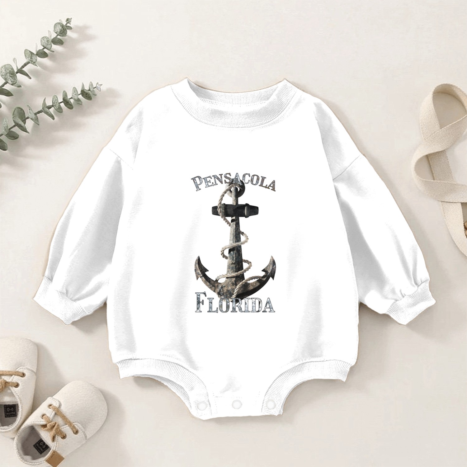 Pensacola Florida Nautical Anchor Sailing Baby Romper Sweatshirts