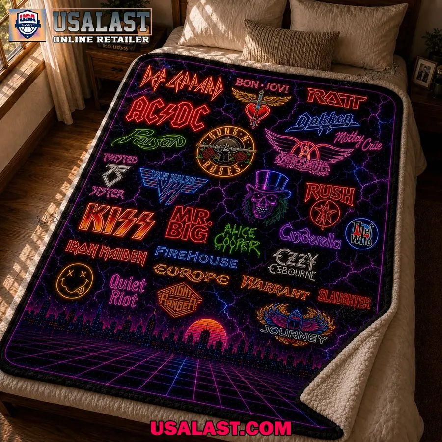 Classic Rock Band Legends Neon Quilt Blanket