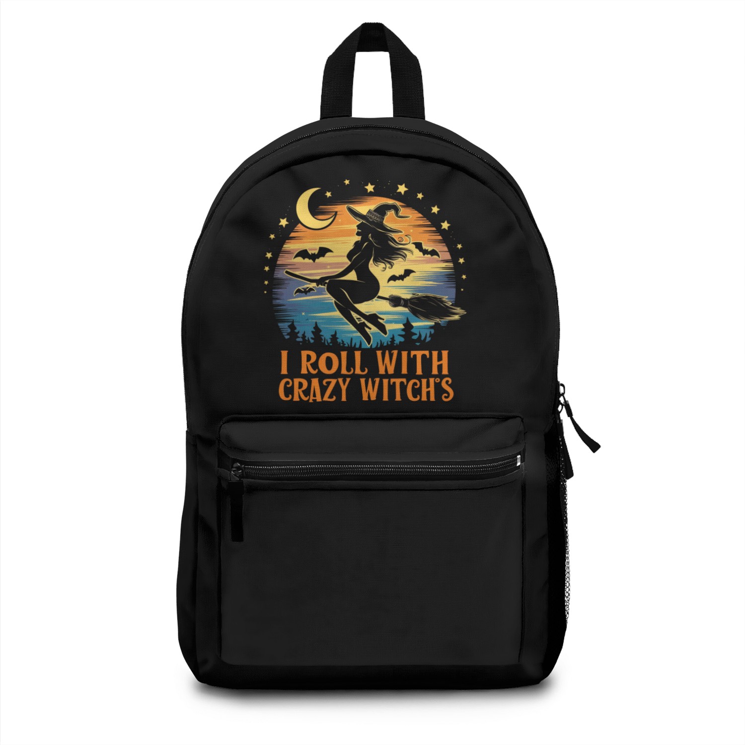 I Roll With Crazy Witches - Spooky Witch Graphic Backpacks