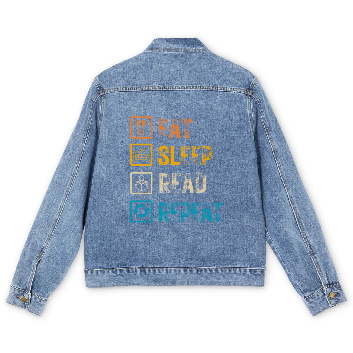 Eat Sleep Read Repeat Men's Denim Jackets
