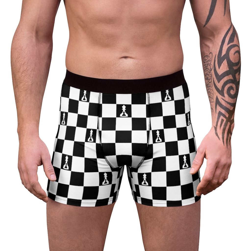 Men's Boxer Briefs Underwear Black and White Checker