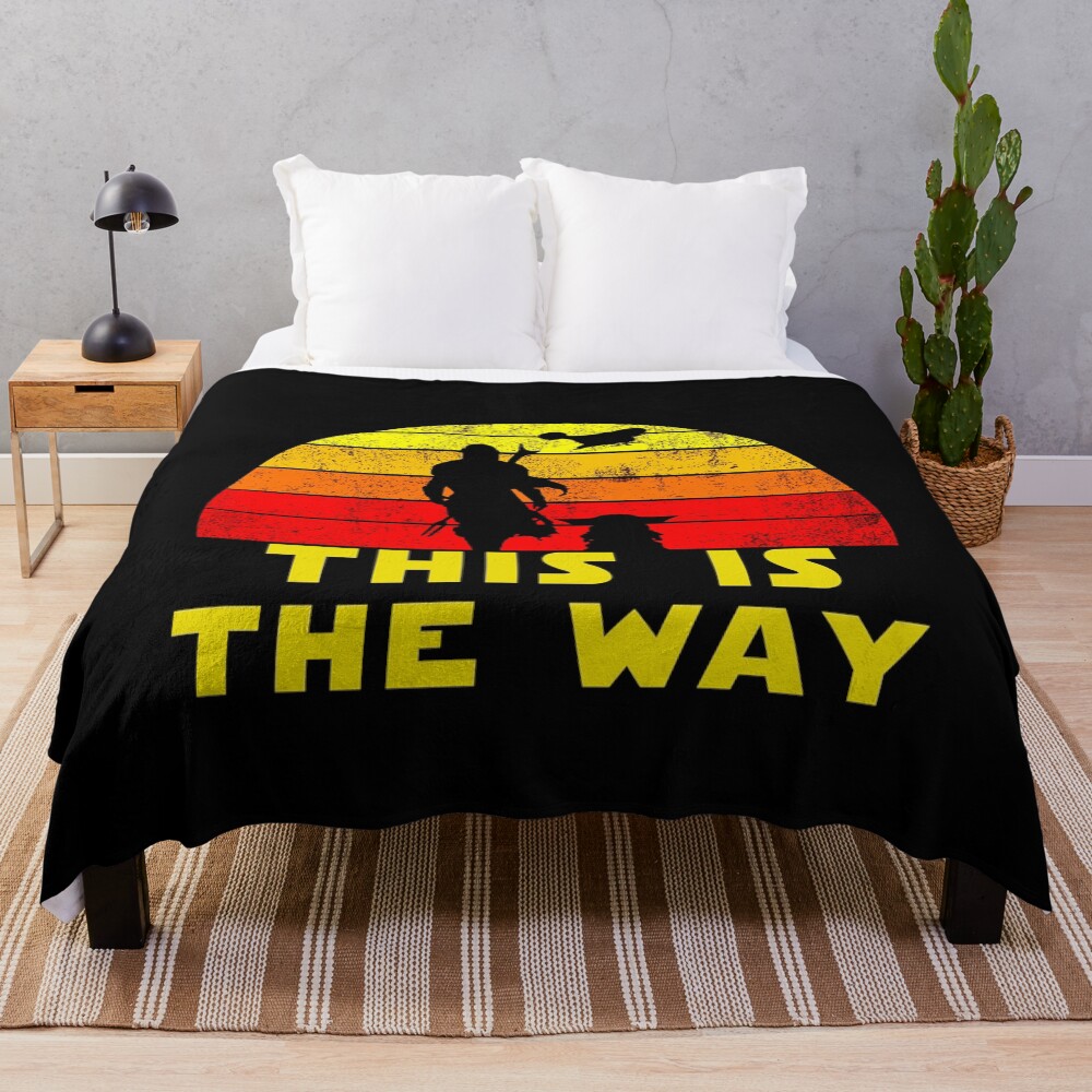 Retro of mando and the baby Throw Blanket