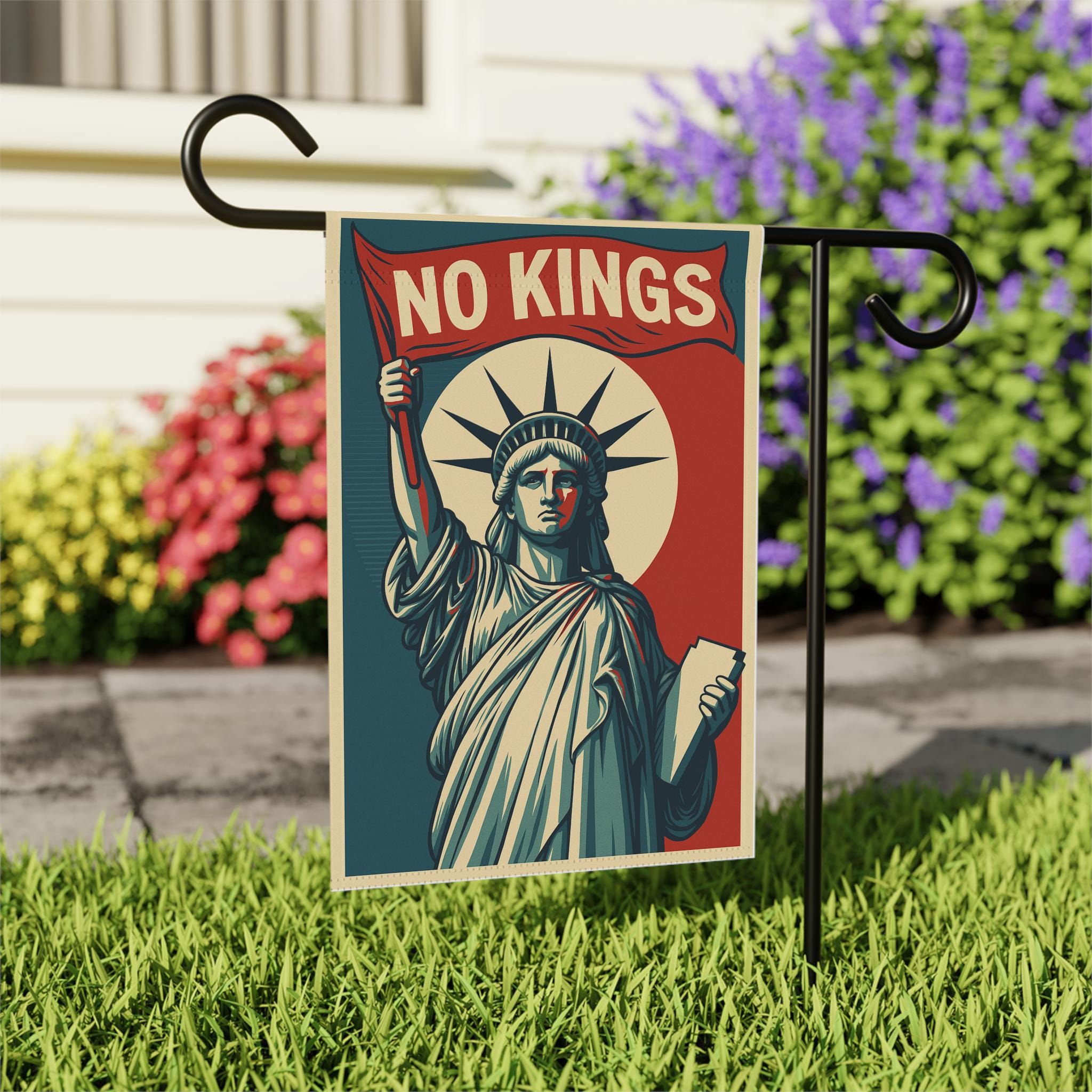 No Kings Liberty Garden Flag | Anti-Trump Political Decor | Pro-Democracy Lawn Banner